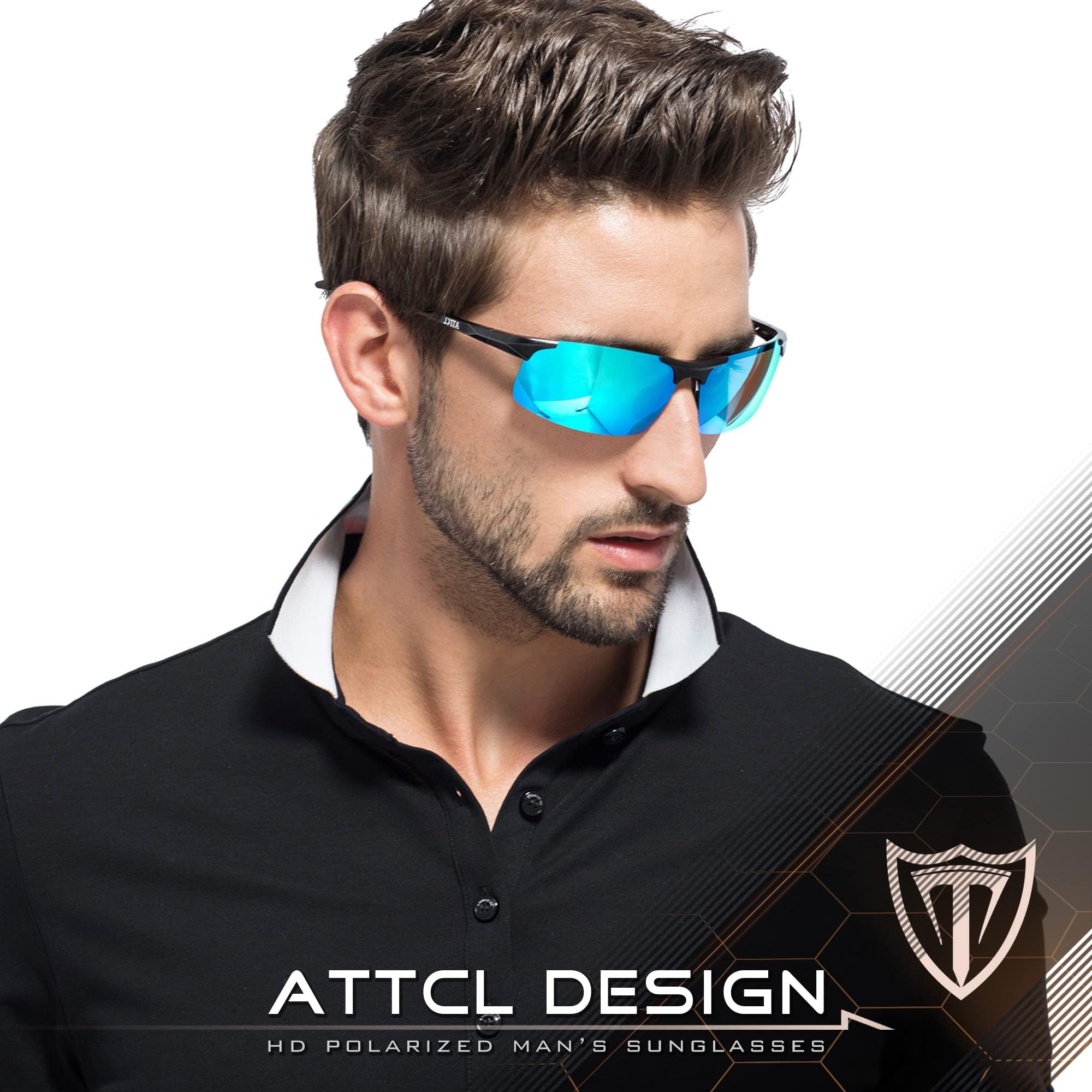 ATTCL Men's Fashion Driving Polarized Sunglasses for Men - Al-Mg metal Ultralight Frame