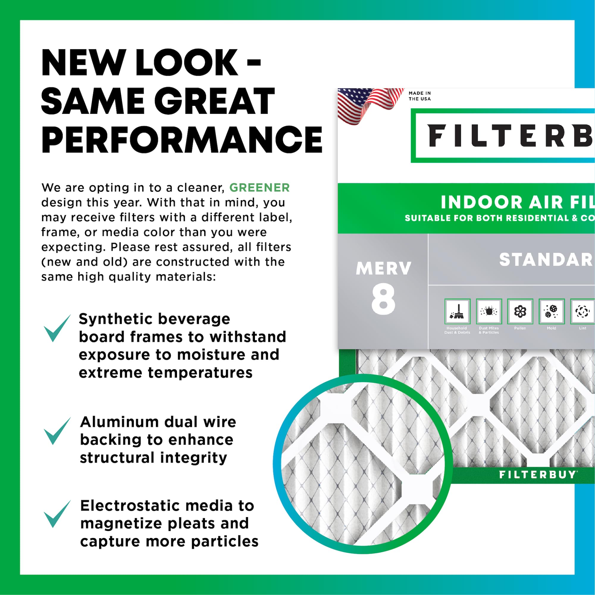 Filterbuy 22x24x1 Air Filter MERV 8 Dust Defense (6-Pack), Pleated HVAC AC Furnace Air Filters Replacement (Actual Size: 21.50 x 23.50 x 0.75 Inches)