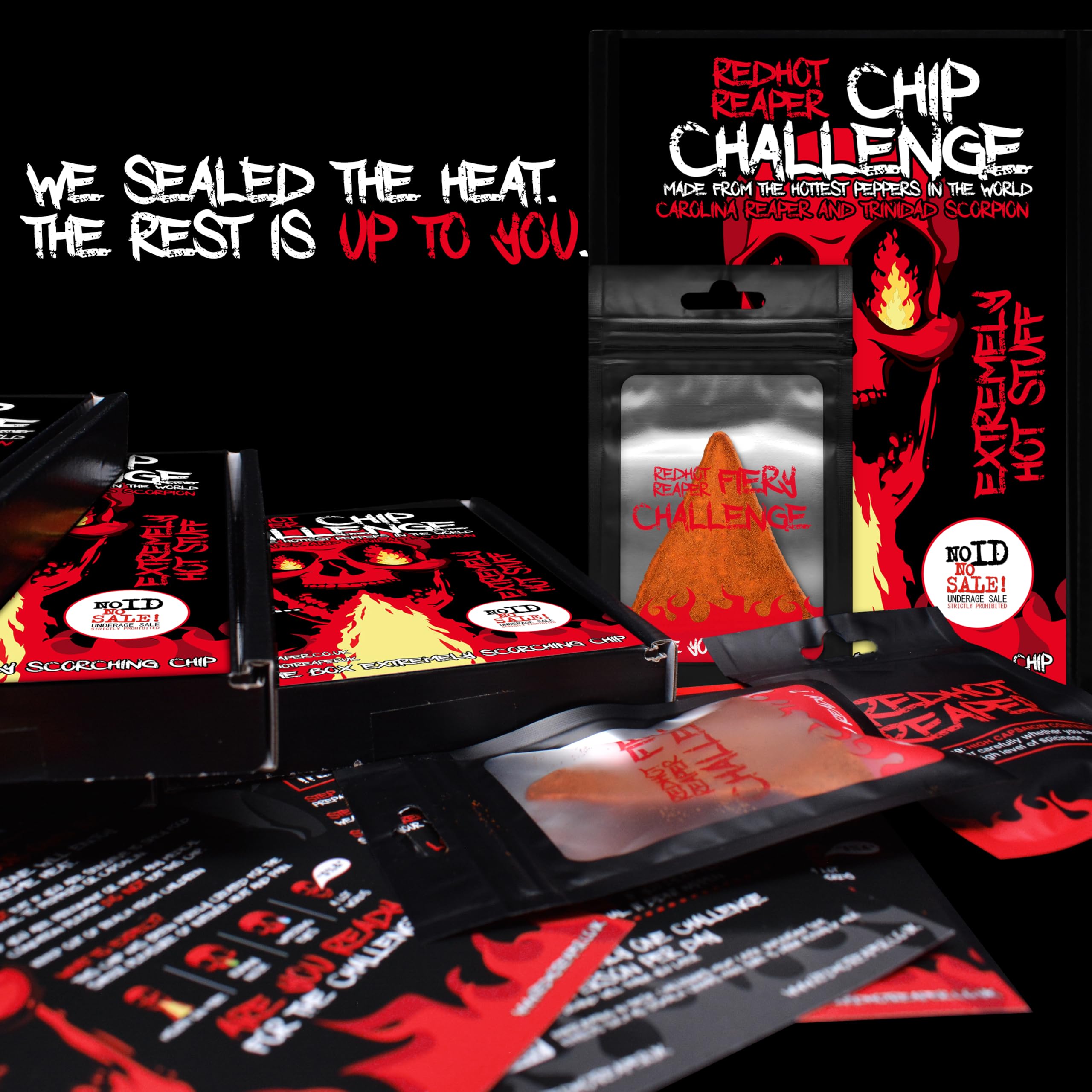 Red Hot Reaper – 1x Chip Challenge Hottest Snack Carolina Reaper & Trinidad Scorpion - Super Spicy Hot Chip