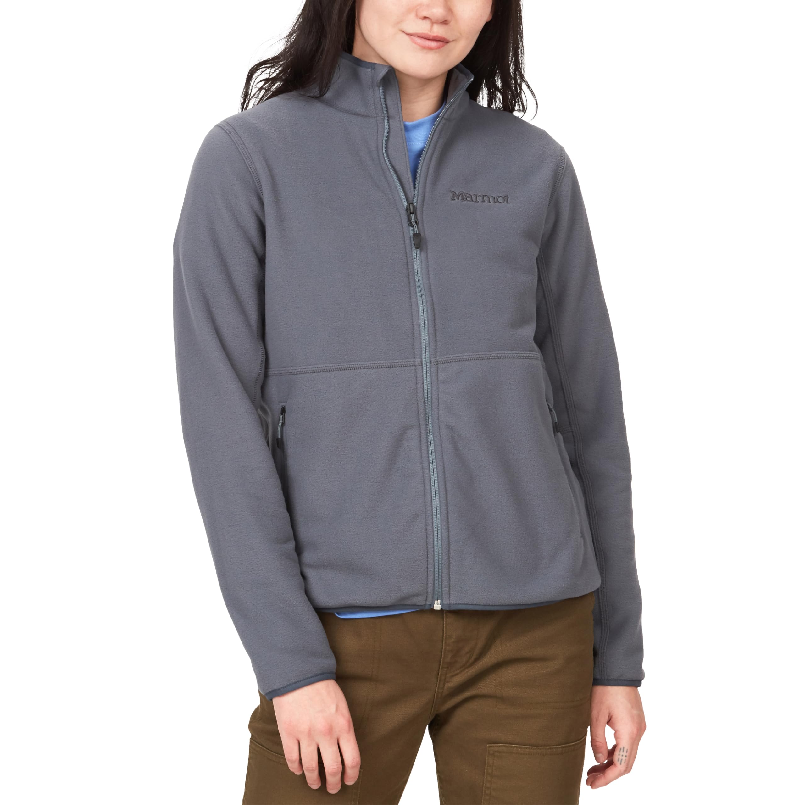 MARMOT Women's Rocklin Full-Zip Jacket, Warm Lightweight Fleece, Steel Onyx, Large