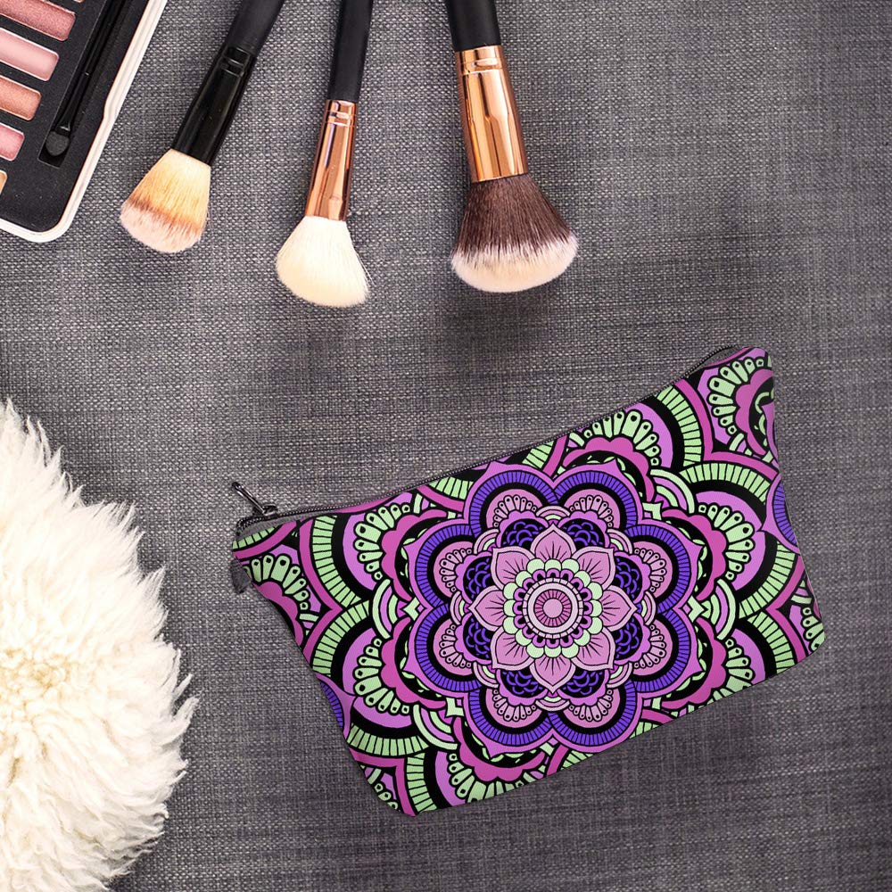 Deanfun Cosmetic Bag for Women, Mandala Flowers Waterproof Makeup Bags Roomy Toiletry Pouch Travel Accessories Gifts (51466)