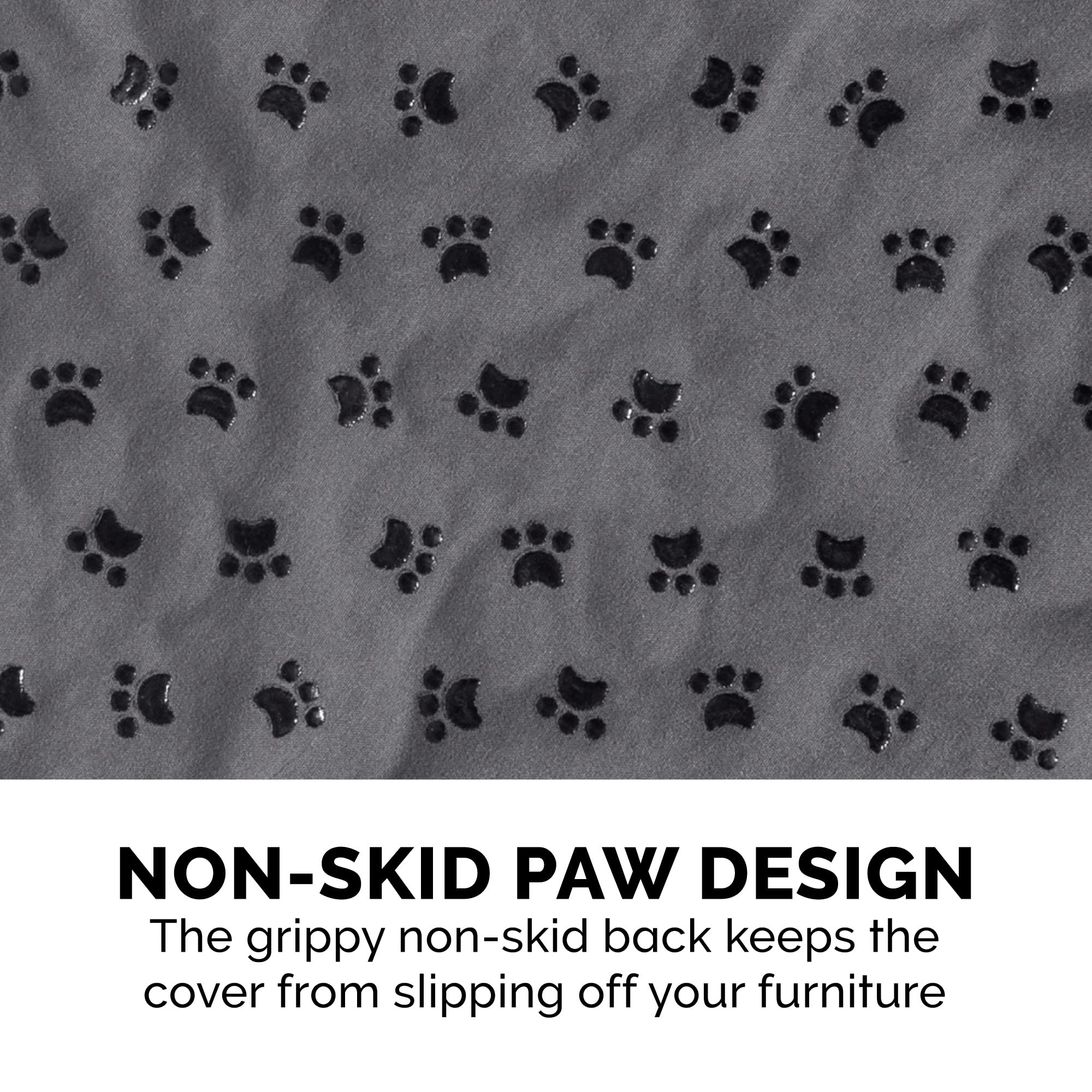 Furhaven Waterproof & Non-Slip Sofa/Couch Cover Protector for Dogs, Cats, & Children - Quilted Paw Print Living Room Furniture Cover - Gray, Sofa