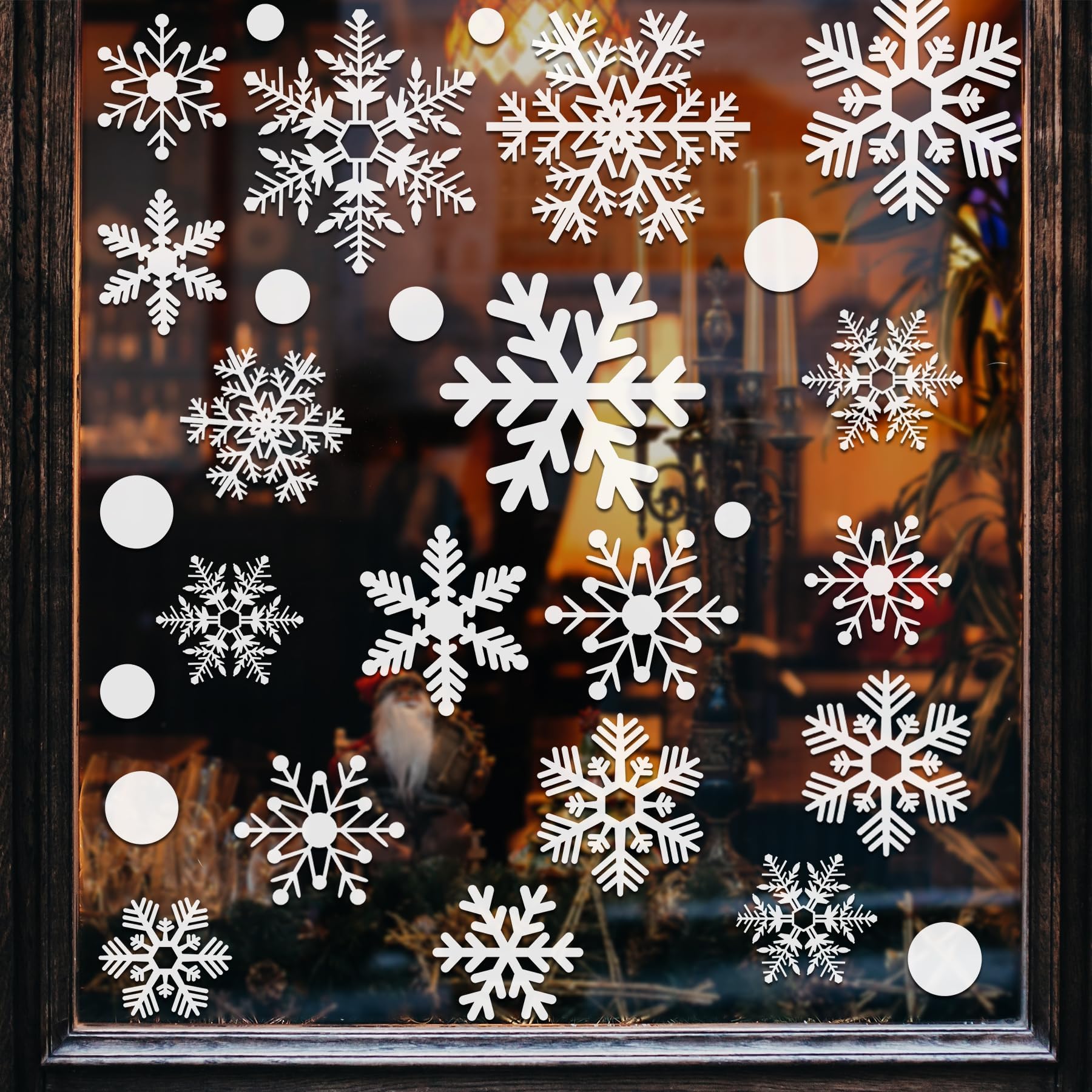 321pcs Christmas Window Clings for Glass Windows 9sheets Christmas Window Decals Snowflakes Christmas Decorations Christmas Window Stickers for Kids Holiday Window Clings Winter Decorations