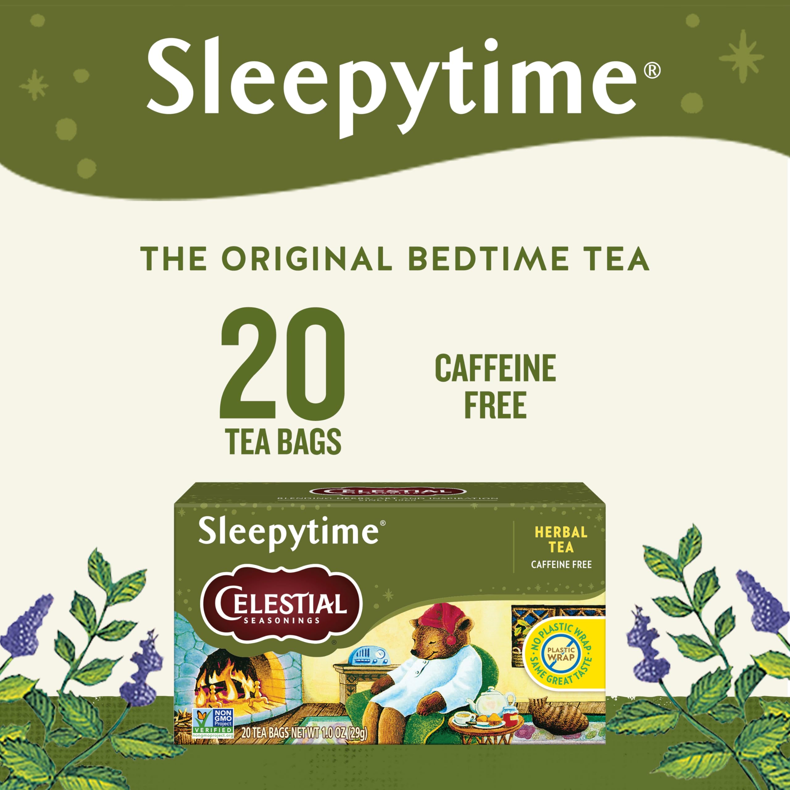 Celestial Seasonings Sleepytime Herbal Tea, Caffeine Free, 20 Tea Bags Box, (Pack of 6)