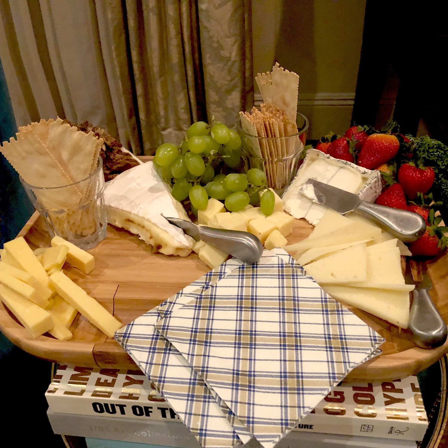 Picnic at Ascot Bamboo Cutting Board for Cheese & Charcuterie with Knife Set & Cheese Markers- Designed & Quality Checked in the USA