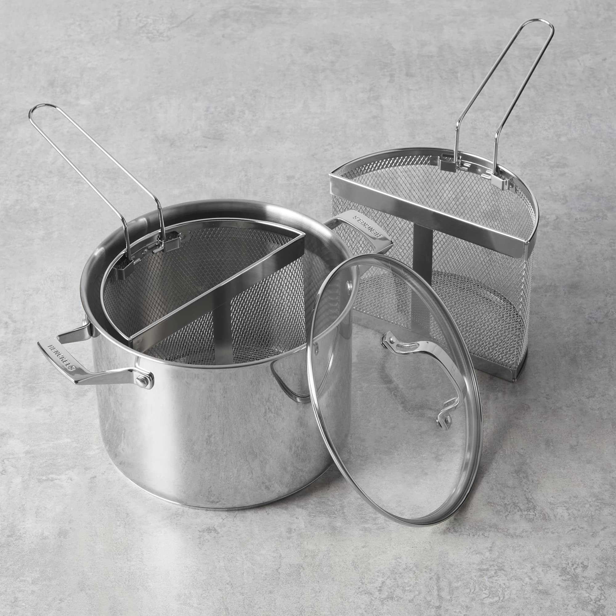 HENCKELS Specialties 8.5-qt Pasta Pot with Lid and Strainers, Stainless Steel