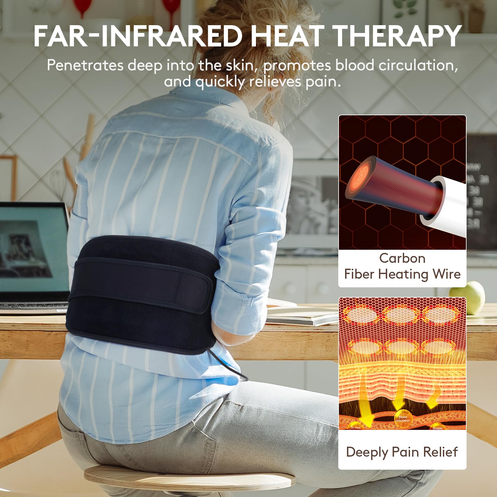 UTK Heating Pad for Back Pain Relief, Far Infrared Heating Pads with 20 Natural Jade Stones, Heating Fast, Hot Enough, Auto Shut Off, Smart Controller, 55'' Large Size Heat Pad for Back