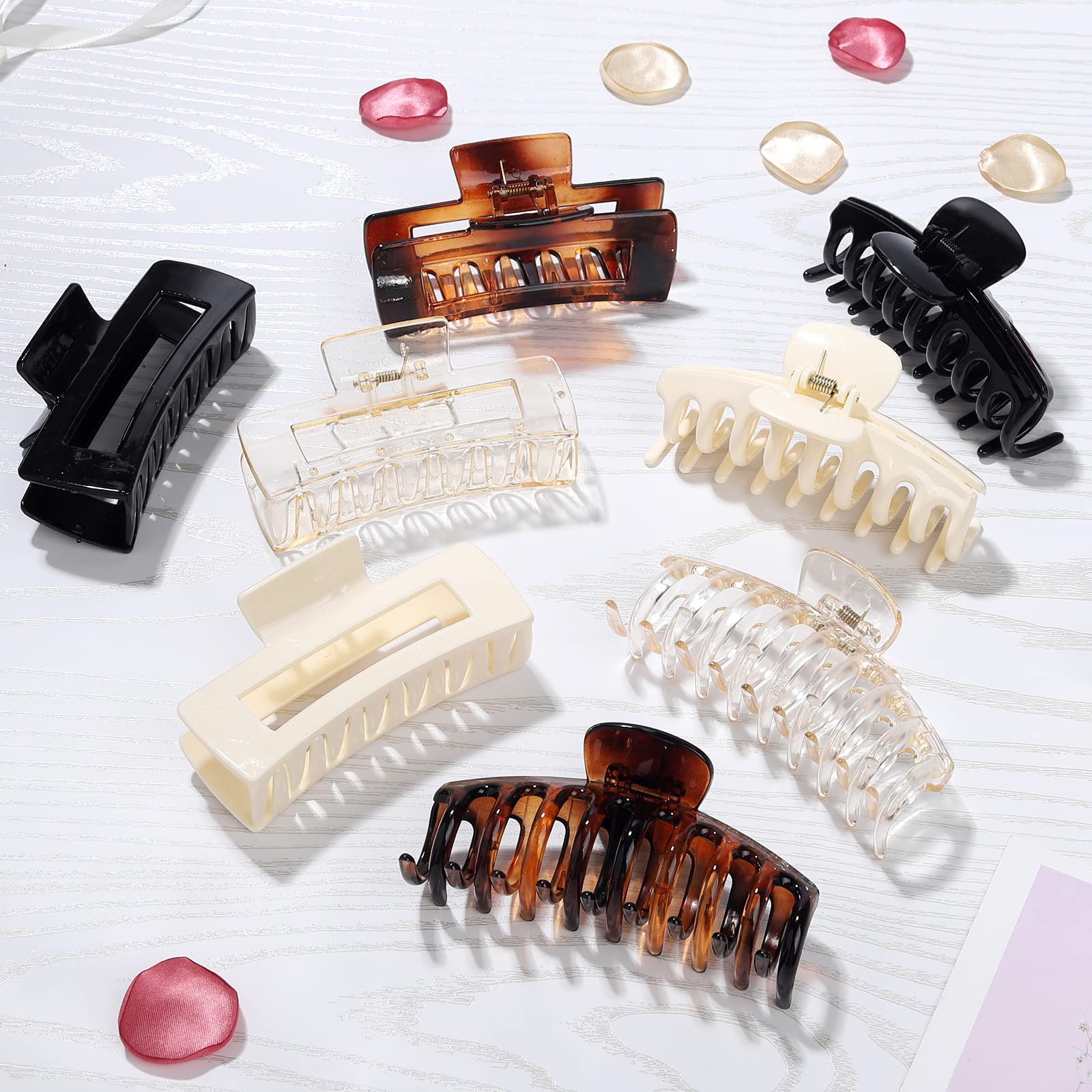 laxizar Claw Clip Hair Clip 8 Pack 4.3 Ihch Rectangular Hair Clips for Women Girls Large Hair Jaw Clips Hair Clamps