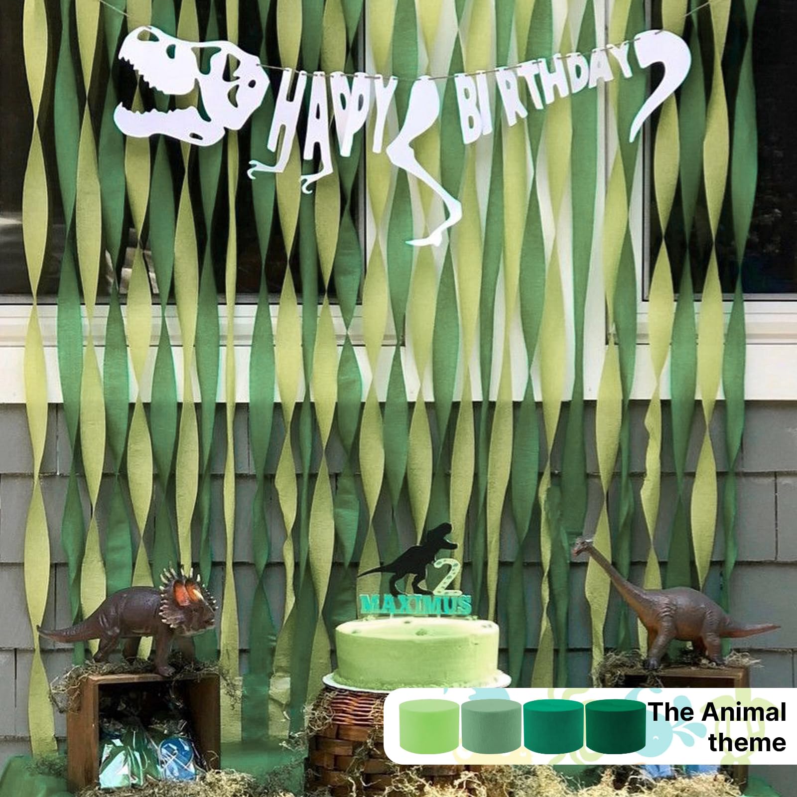 PartyWoo Green Crepe Paper Streamers 10 Rolls 820 ft Pack of Gold and Shades Sage Green Crepe Paper for Graduation Wedding Jungle Birthday Party Decorations (1.8 Inch x 82 Ft/Rolls)