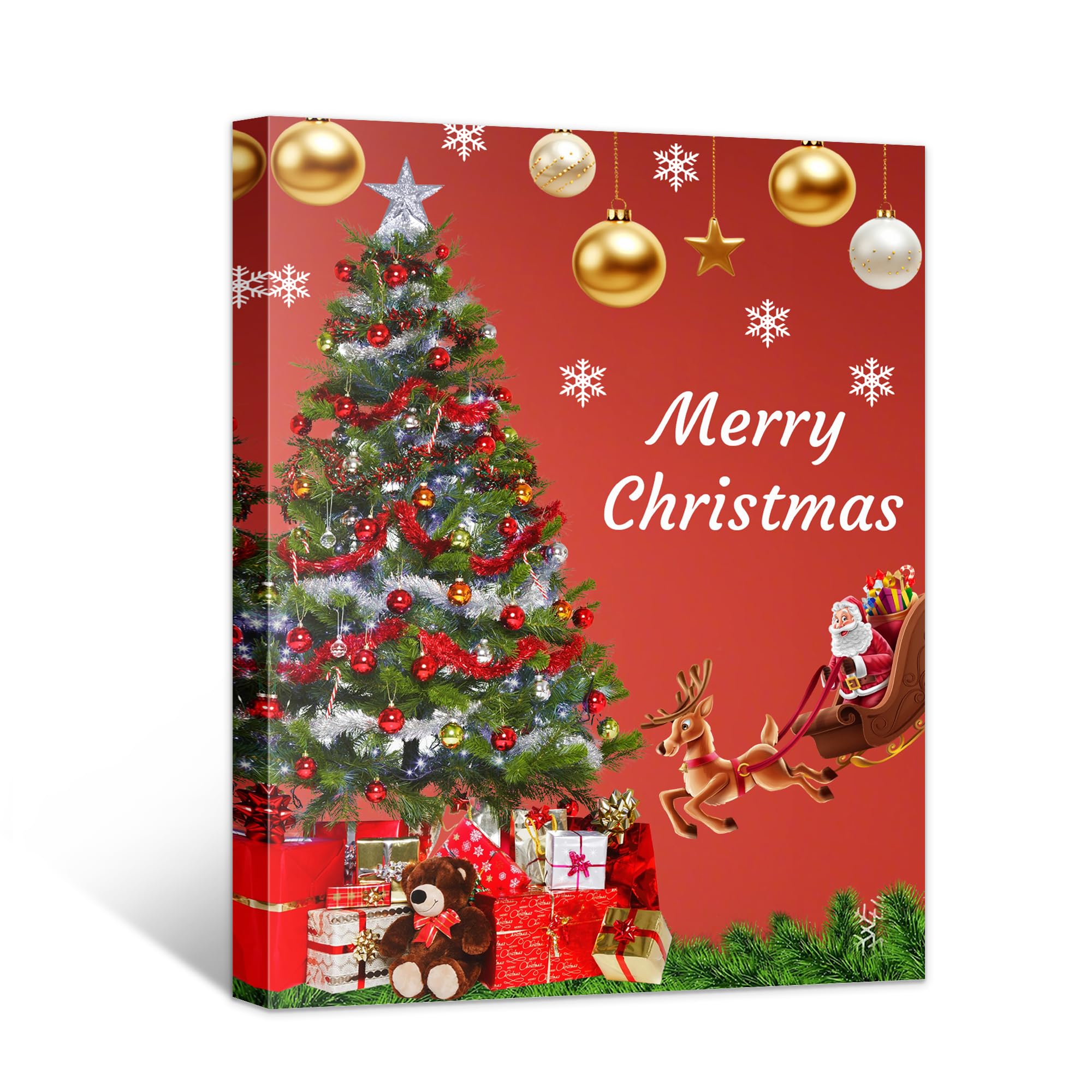 Christmas Pictures Wall Decor Framed Canvas Wall Art for Living Room Bedroom (12’’W X 16’’H)