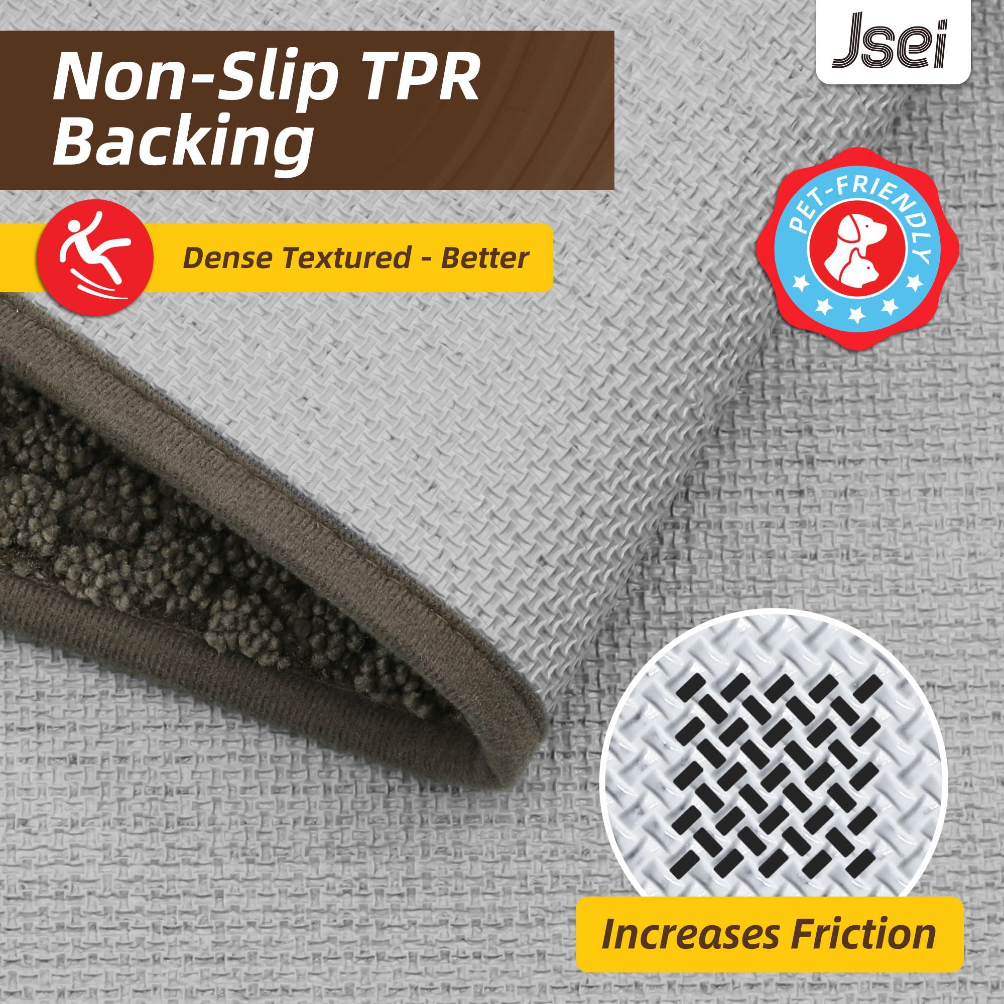 JSEI Dirt Trapper Door Mat 32"x48", Non-Slip Entryway Rugs Doormat Indoor, Washable Absorbent and Stain Resist Welcome Floor Mat for Front Door, Dog Door Mat, Muddy Wet Shoes & Paws, Greyish Brown
