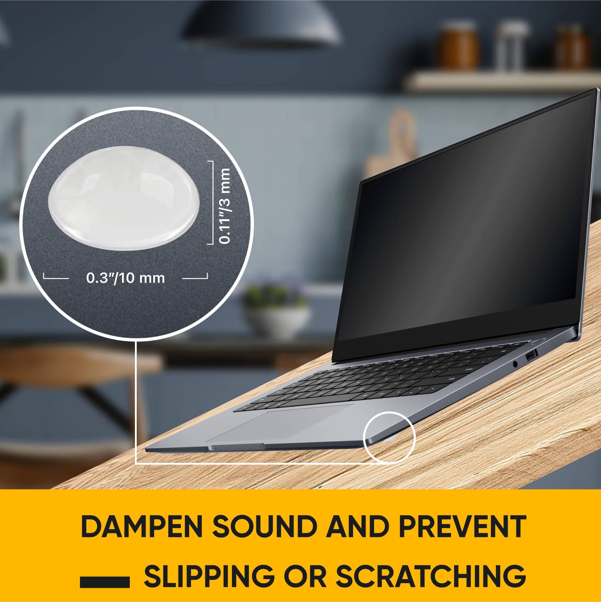 Vellax Cabinet Door Bumpers - Self Adhesive Pads, Cabinet Stoppers, Rubber Bumpers for Drawers, Cupboards, Cutting Boards, Glass Tops, Picture Frames, Kitchen Furniture