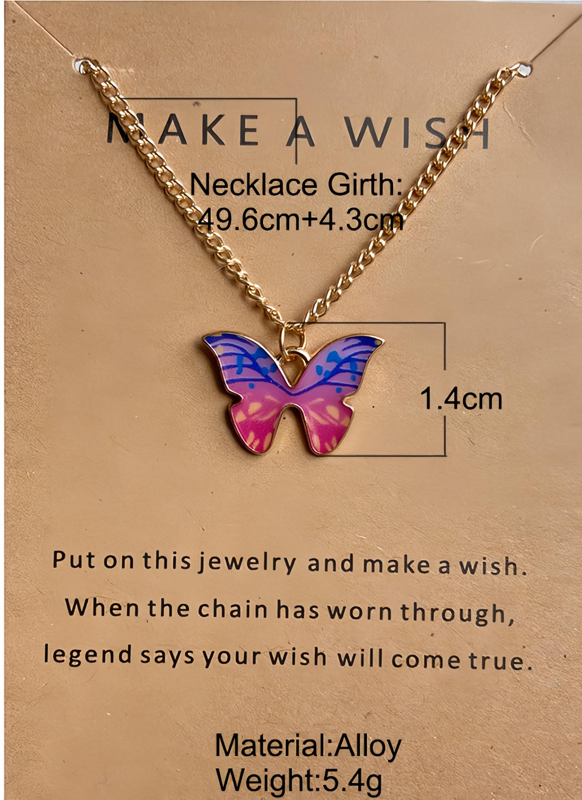 DEQIYIJI Cute Butterfly Pendant Necklace Jewelry Gifts For Women Dainty Stuff With Message Card Pink