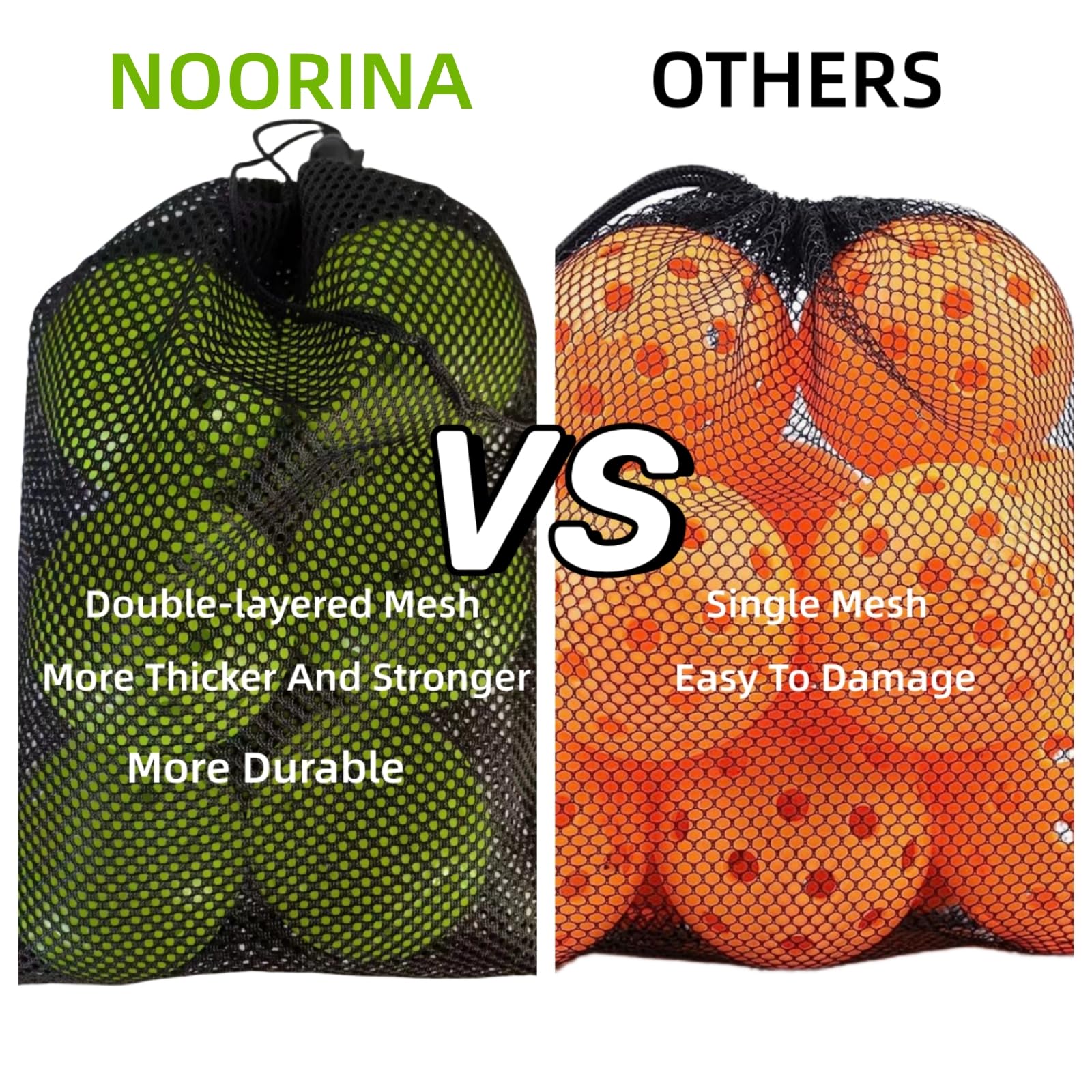 NOORINA Pickleball Balls Outdoor Pickleballs USAPA Approved, NO Crack Seamless Pickleballs, 6 or 12 Pack Pickle Balls with Pickleballs Bag