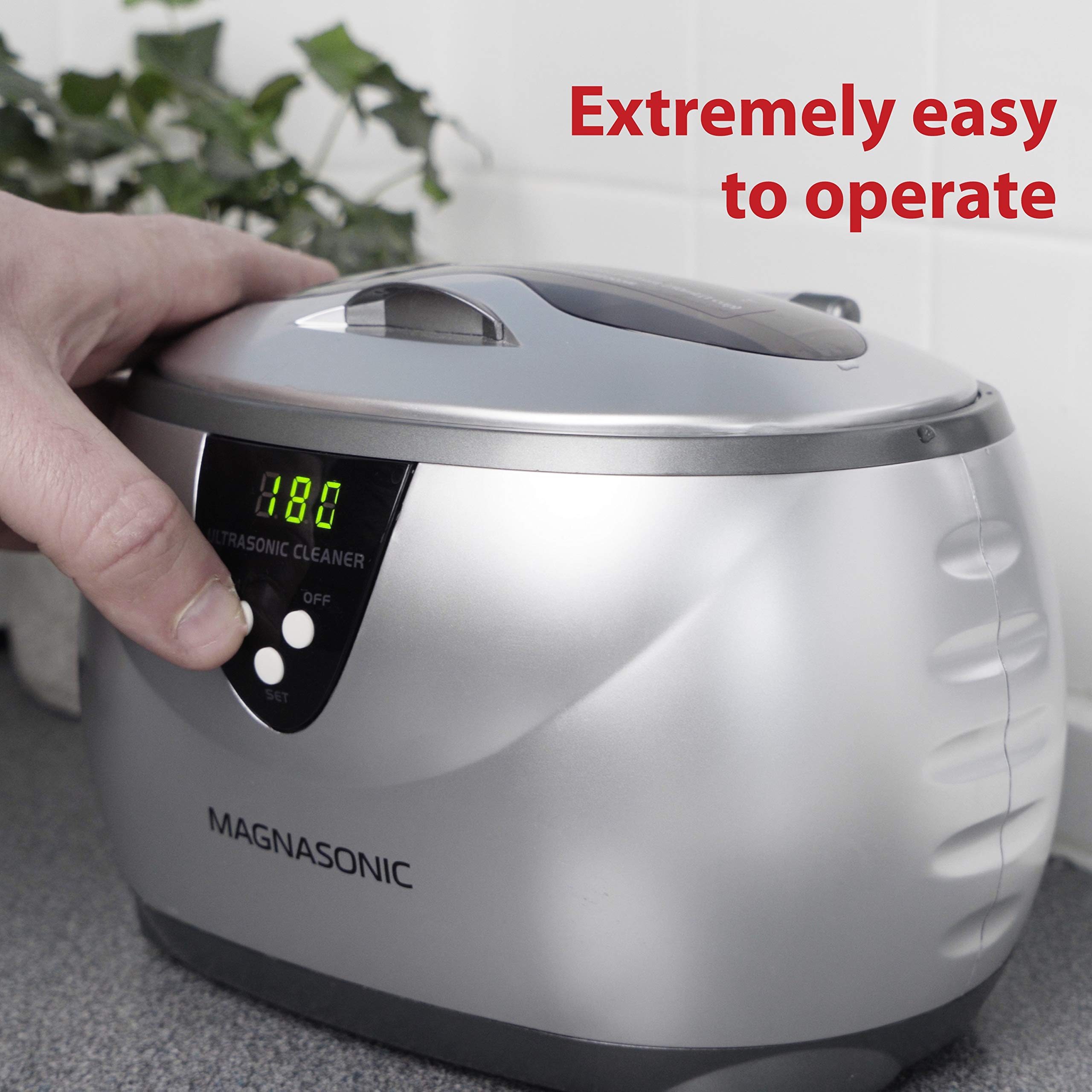 Magnasonic Professional Ultrasonic Jewelry Cleaner with Digital Timer and 20 oz Stainless Steel Tank for Eyeglasses, Rings, Earrings, Coins, Tools, Dentures, Hygiene Items (MGUC500)