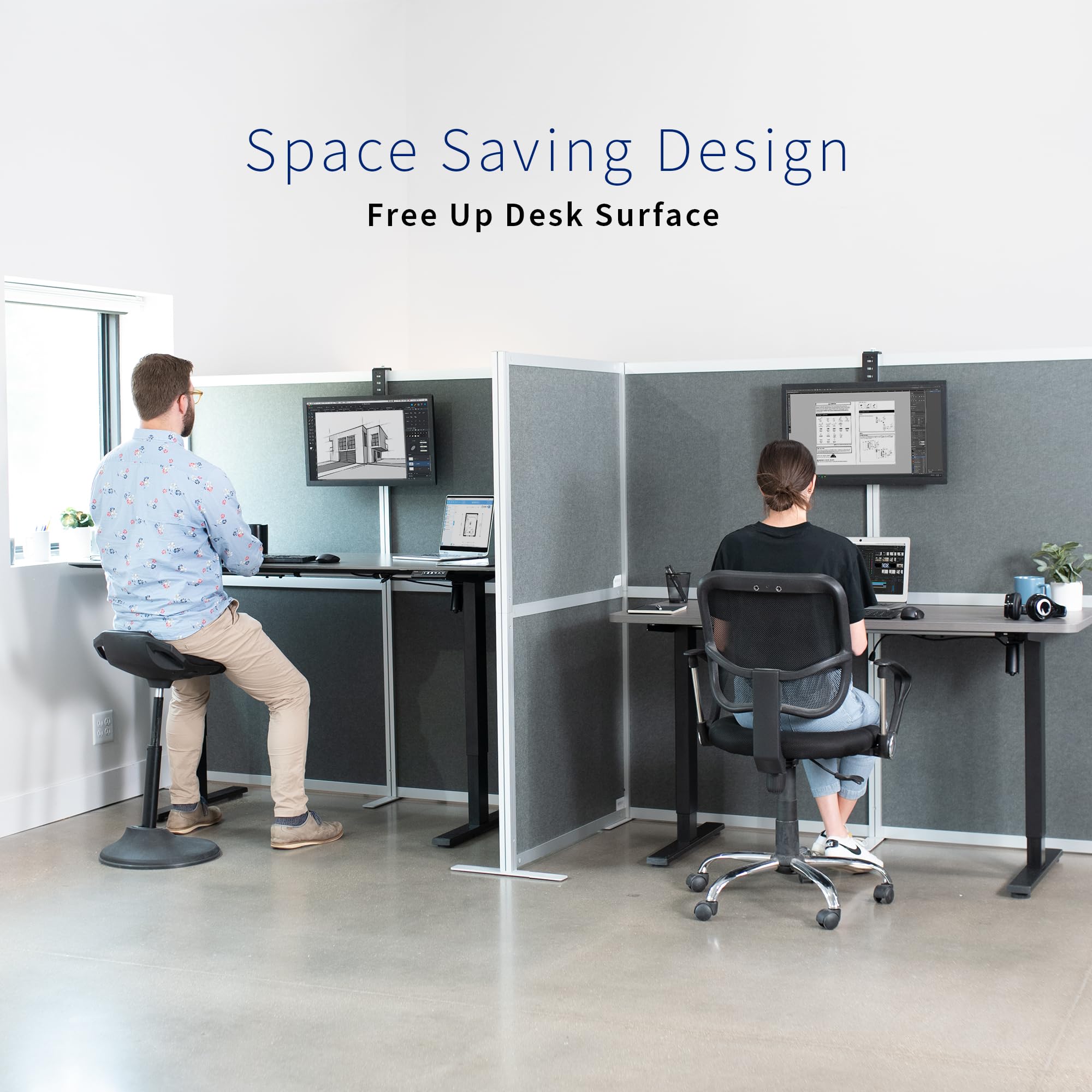 VIVO Black Office Cubicle Bracket VESA Monitor Mount Stand Hanger Attachment Adjustable Clamp for 17 to 32 inch Screen (Mount-CUB1)