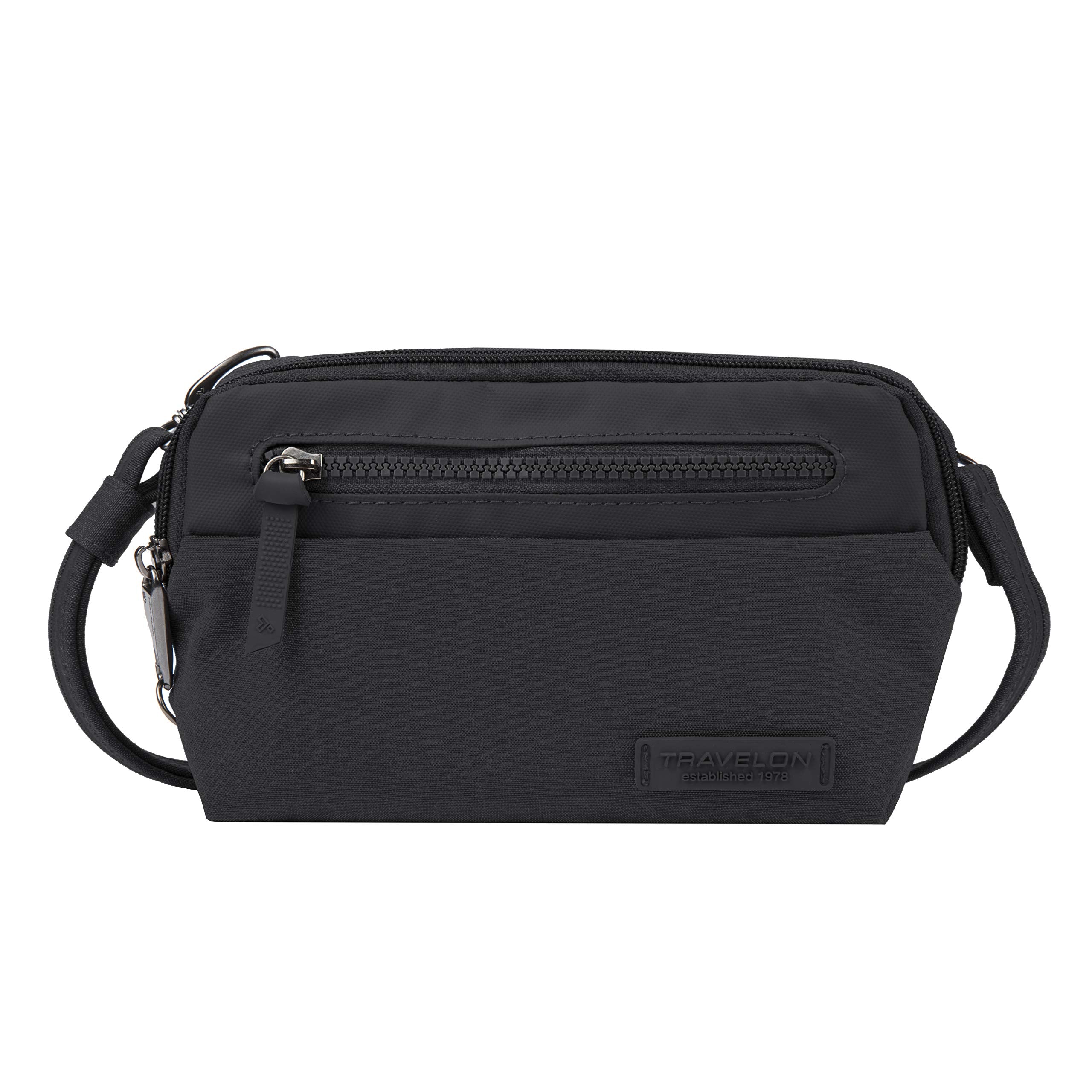 Travelon Anti-Theft Metro Convertible Small Crossbody Bag, Black, 8.25 x 5.25 x 2