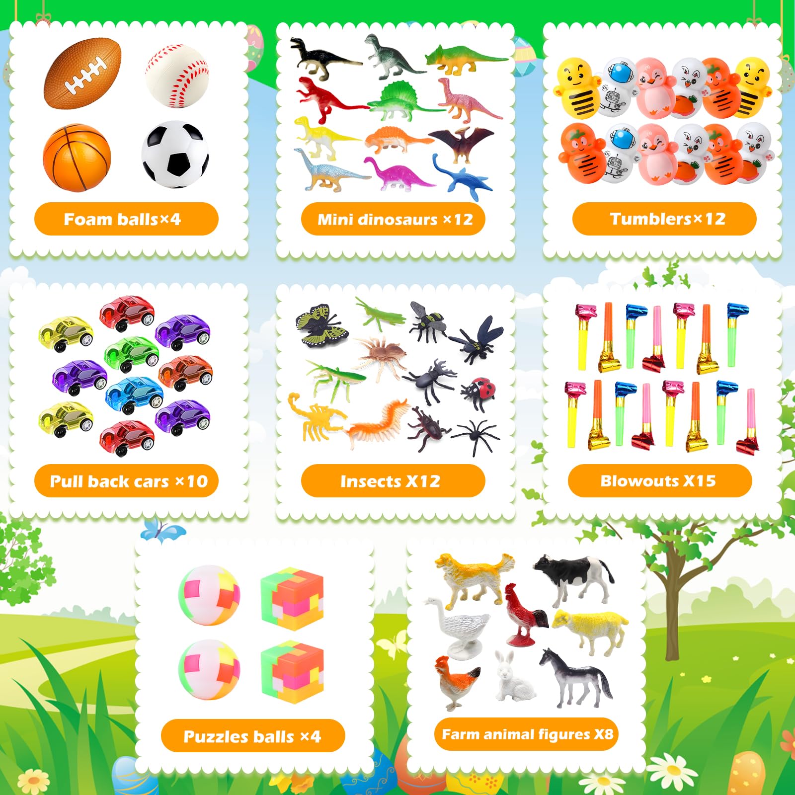 GOAUS Easter Egg Fillers Party Favors for Kids, 220 Pcs Small Toys Prizes Bulk, Goodie Bags Stuffers, Treasure Box Toys for Classroom, Prize Box Birthday Goody Bag