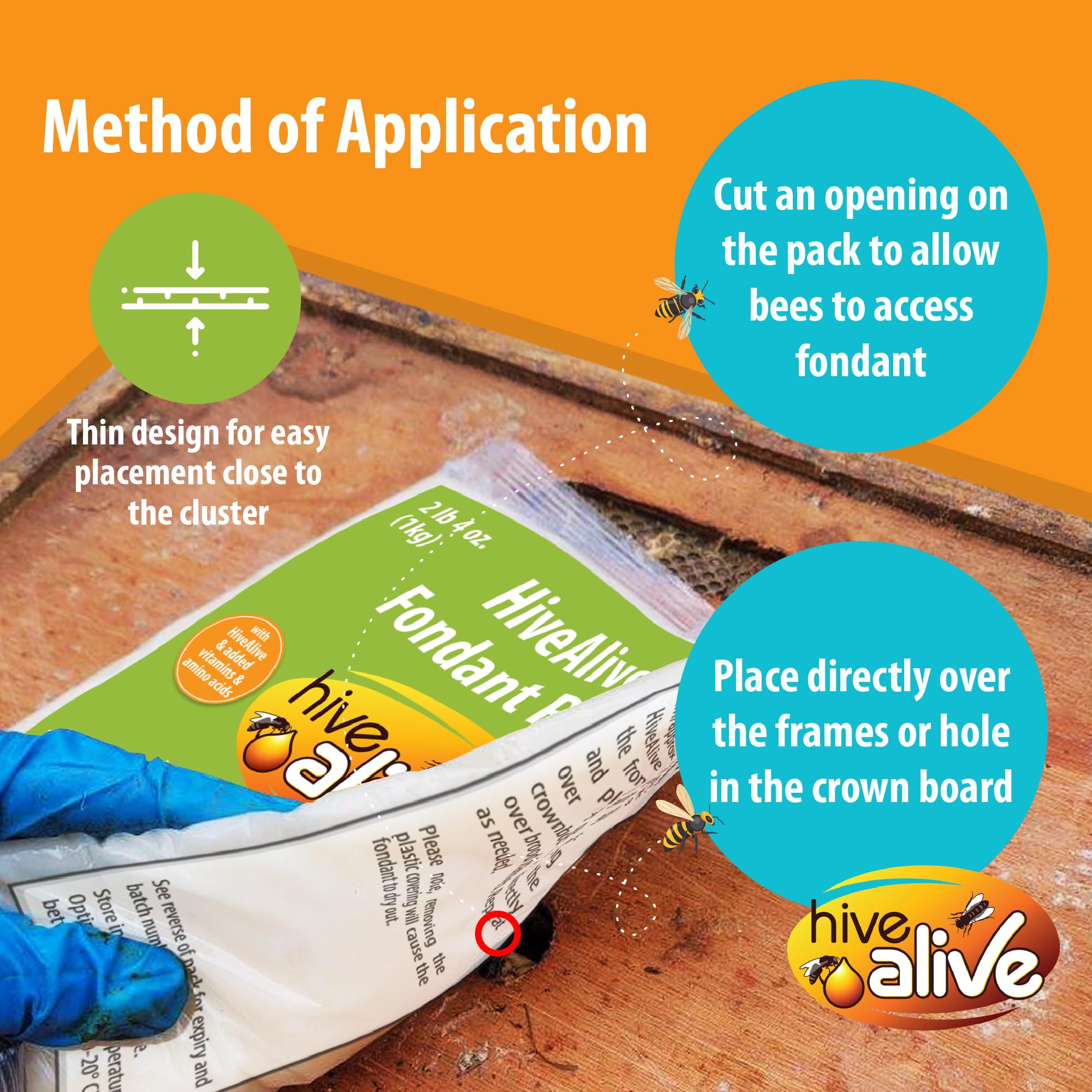 Hive Alive Fondant Bee Food Supplement – Easy to Use Feed Enhancer Prevents Starvation During Overwintering – Only Fondant with Hive Alive Proven to Increase Bee Gut Health and Boost Production-15Pack