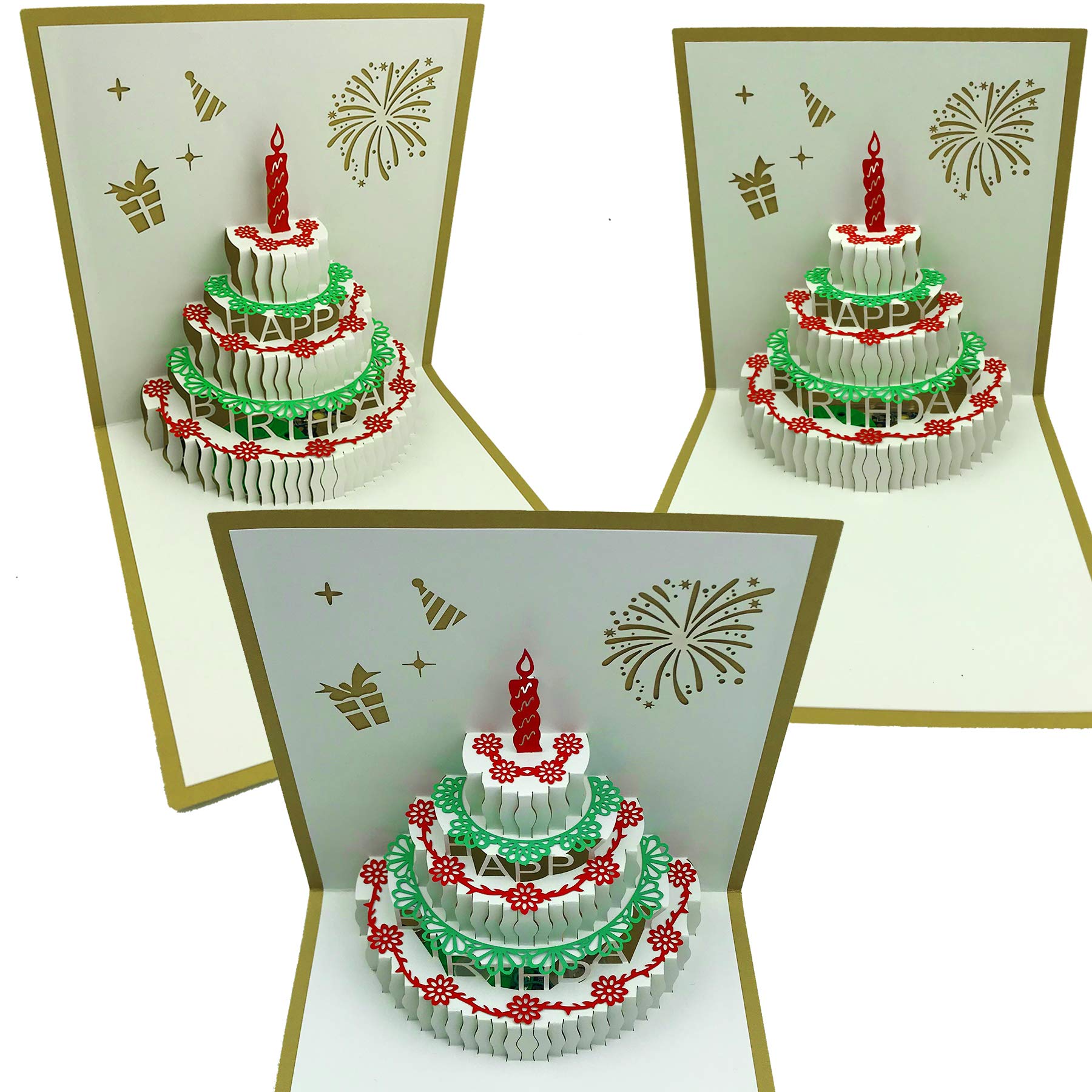 Akeydeco 3D Pop Up Birthday Cards,Warming LED Light Birthday Cake Music Happy Birthday Card Postcards Pop Up Greeting Cards Happy Birthday Cards Best for Mom,Wife,Sister,Boy,Girl,Friends 1 Pack