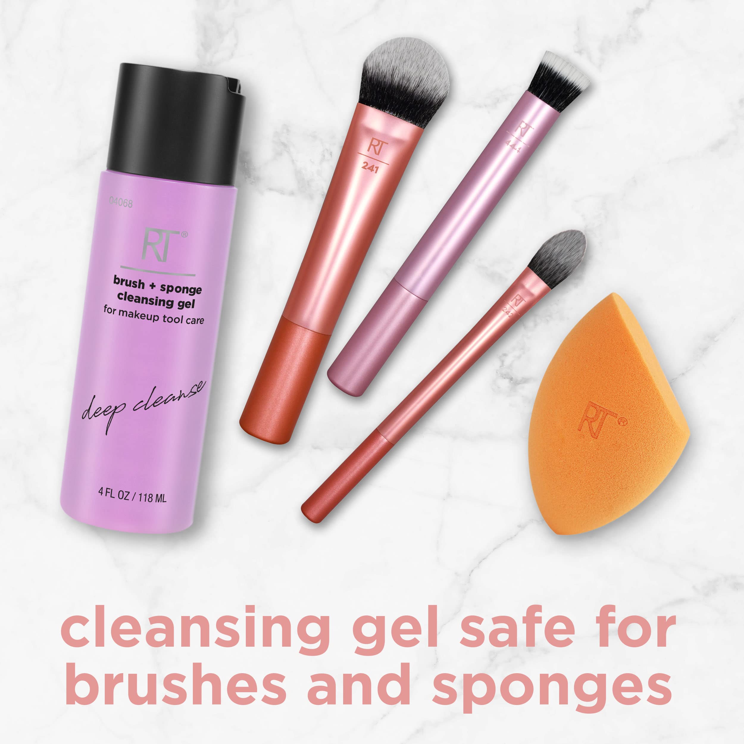 Real Techniques Miracle Deep Cleansing Gel, Brush Cleaner Gel For Deep Cleaning Tools, For Makeup Brushes & Makeup Sponges, Remove Product Build-Up, Cruelty-Free, 4 fl. oz./118 ml Bottle