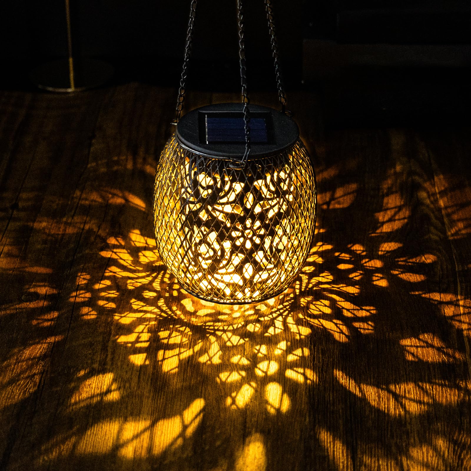Mizmakp 2Pack Hanging Solar Lanterns Outdoor Waterproof, Upgraded Solar Lights Garden, IP65 Waterproof Metal Solar Lanterns with Pattern, Solar Garden Lights Outside for Patio Yard Porch Pathway Fence