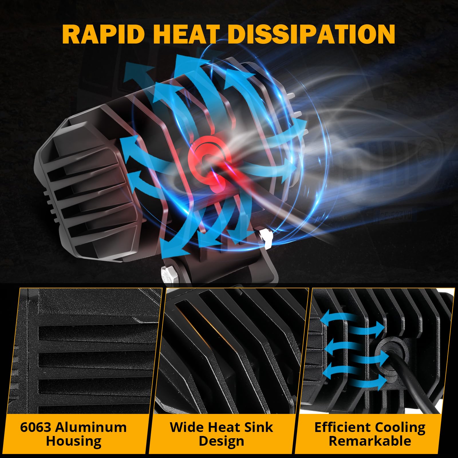 Auxbeam 4 Inch LED Light Pods, 60W Square Offroad Driving Light Super Bright 120° White Broad Flood Beam Pods Light with Off Road Wiring Harness for Wrangler Truck Pickup SUV ATV UTV (2 Pcs)