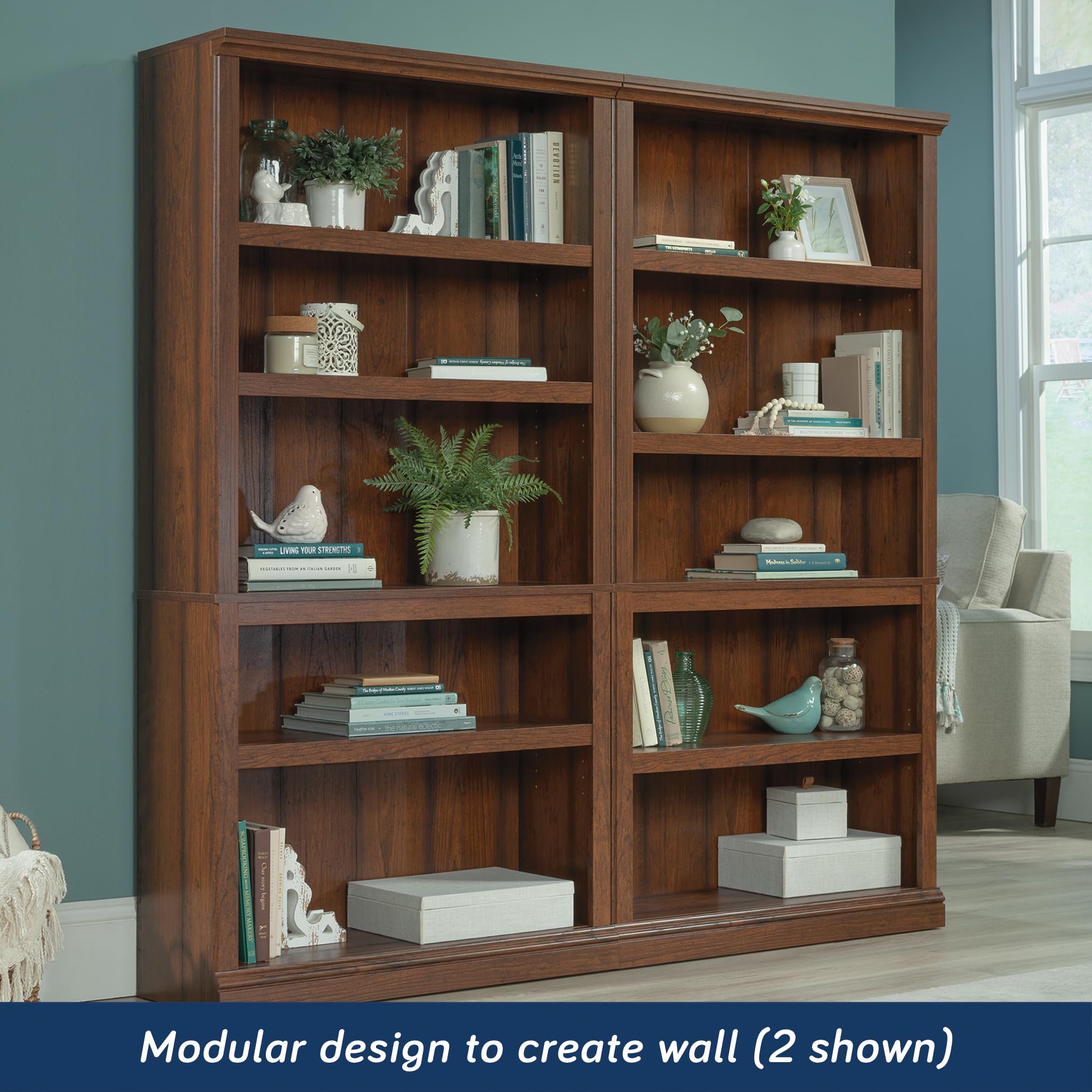 Sauder Miscellaneous Storage 5-Shelf Bookcase/ Book shelf, Washington Cherry finish