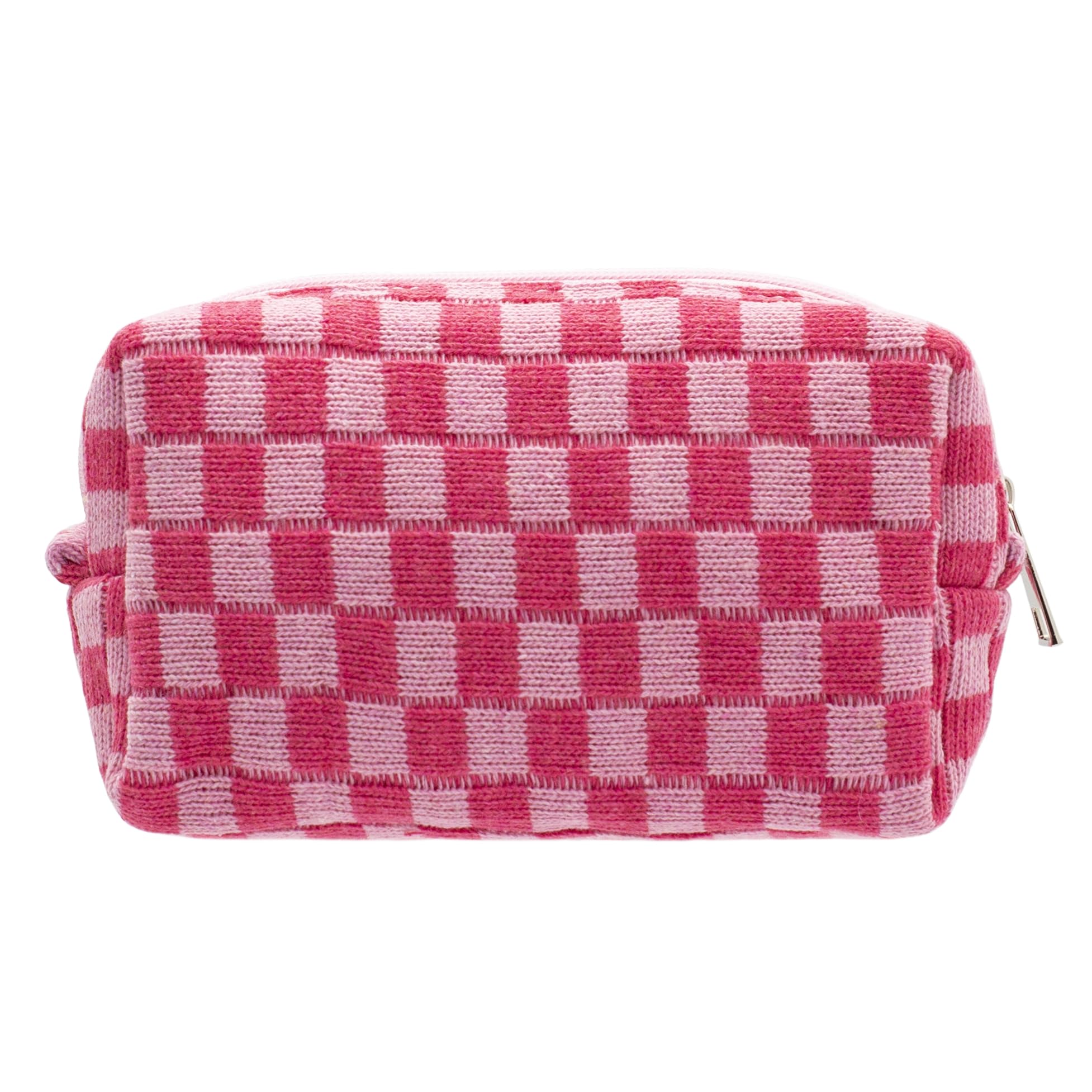 PAZIMIIK Checkered Makeup Bag for Purse Portable Zipper Make Up Pouch Small Cosmetic Case for Travel Accessories (Hotpink)