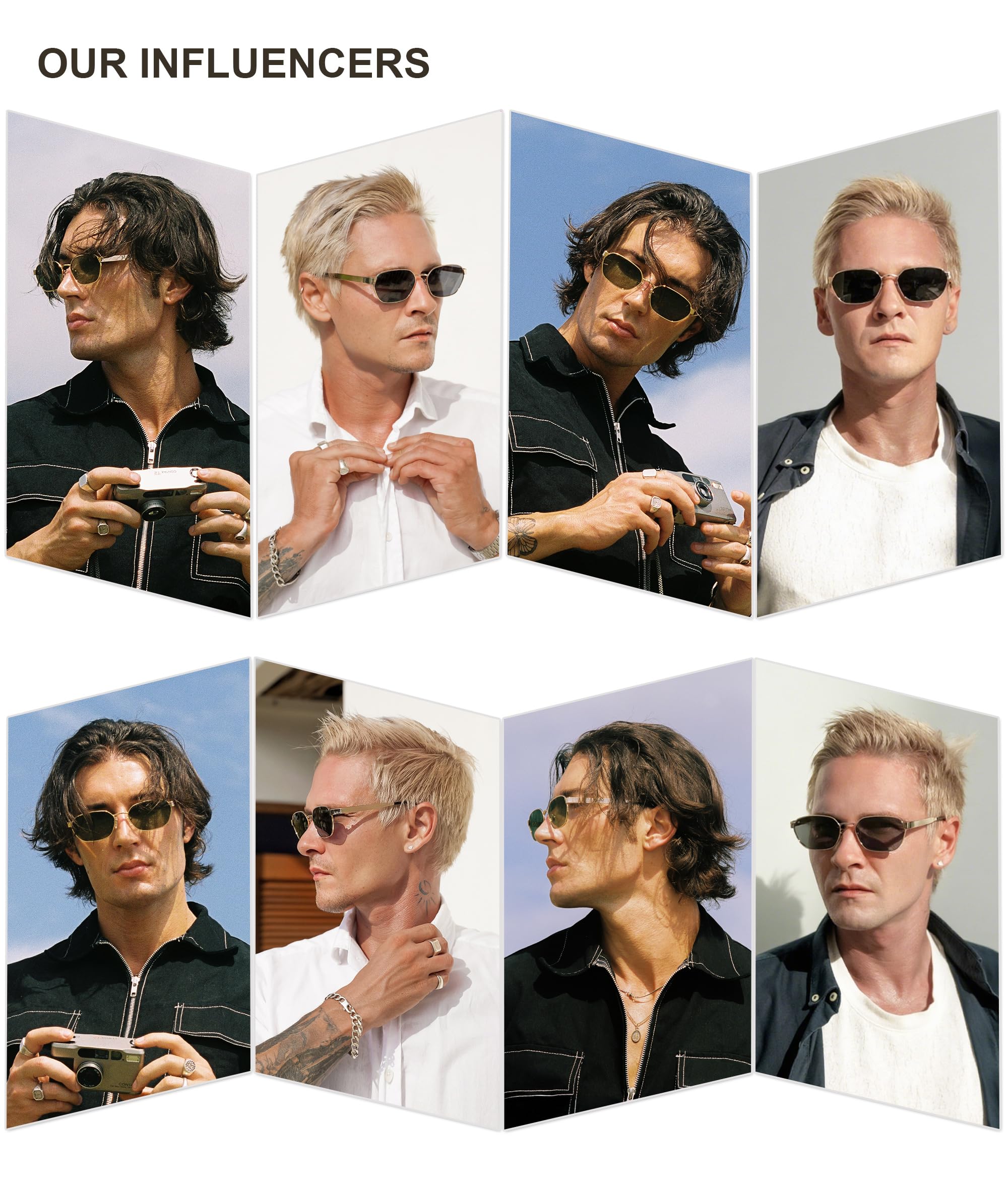 SOJOS Trendy Polarized Hexagon Sunglasses for Women Men, UV400 Retro Rectangle Shades SJ1238, Gold/Brown