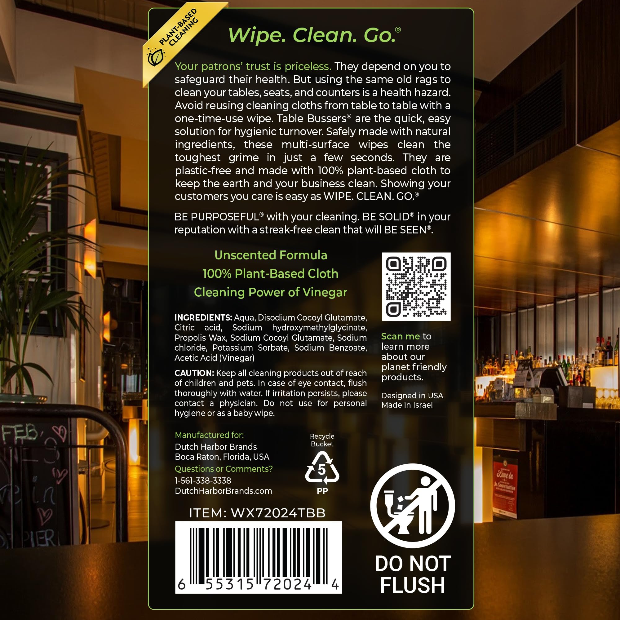 Wipex Table Bussers - Natural Cleaning Wipes for Multi Surface Cleaning, Cleaning Vinegar in Plant Based Sanitizing Wipe, Clean Restaurant Tables, Counters and Household Items, 400 Count (Pack of 2)