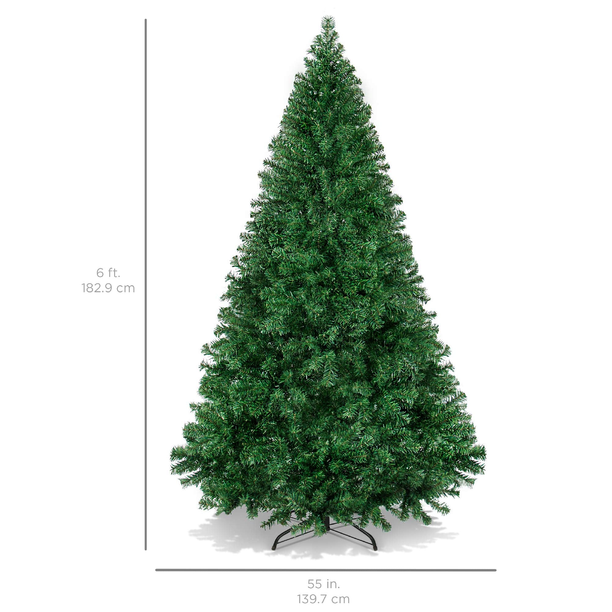 Best Choice Products Artificial Christmas Tree, 6ft Premium Unlit Hinged Design, Dense Branches Realistic Holiday Décor w/Easy Assembly, Base