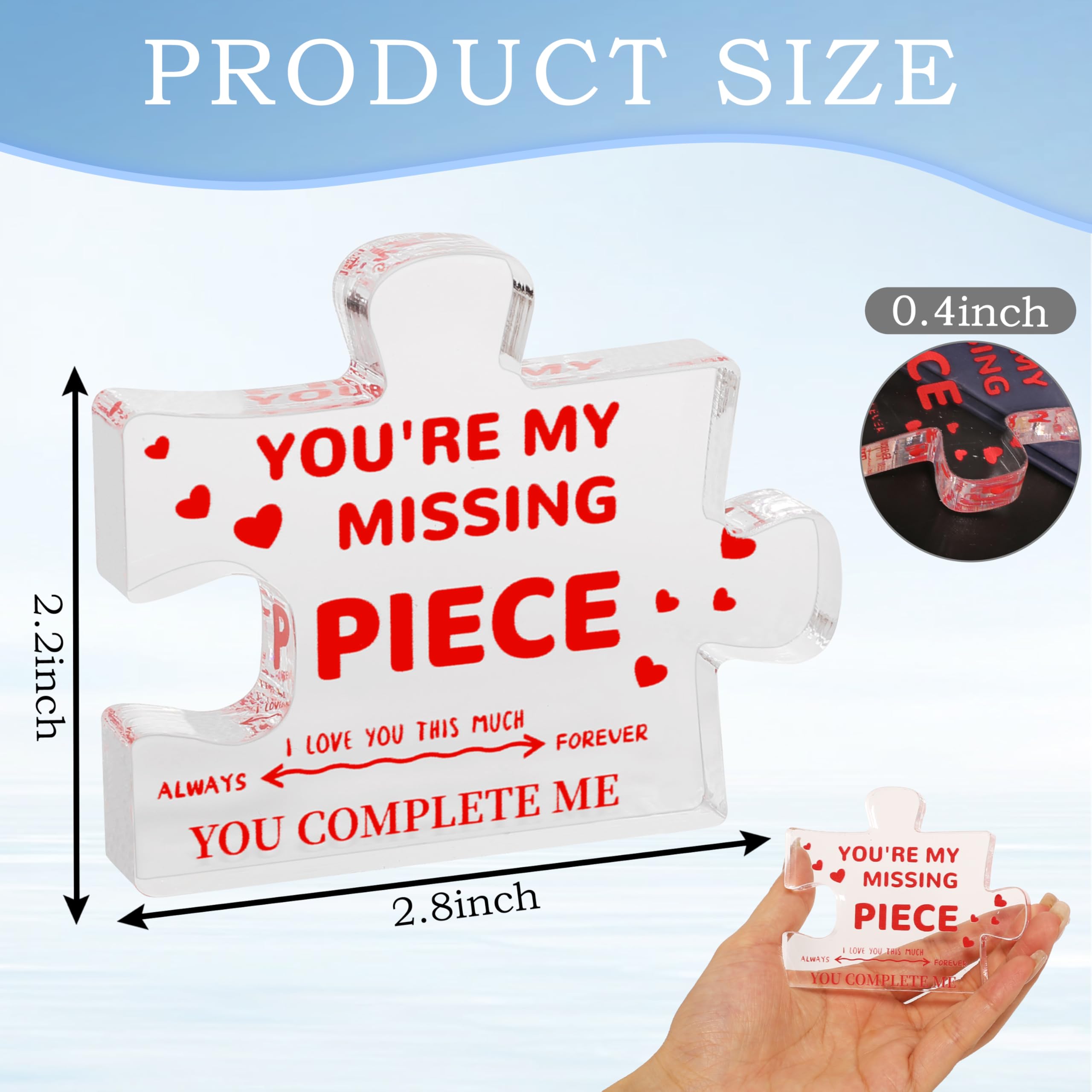 Gifts for Her Him - Wedding Gifts for Couples, Gifts for Wife Husband, I Love You Gifts for Women Men, Romantic Valentine's Day Gifts, You are My Missing Piece Acrylic Puzzle Plaque