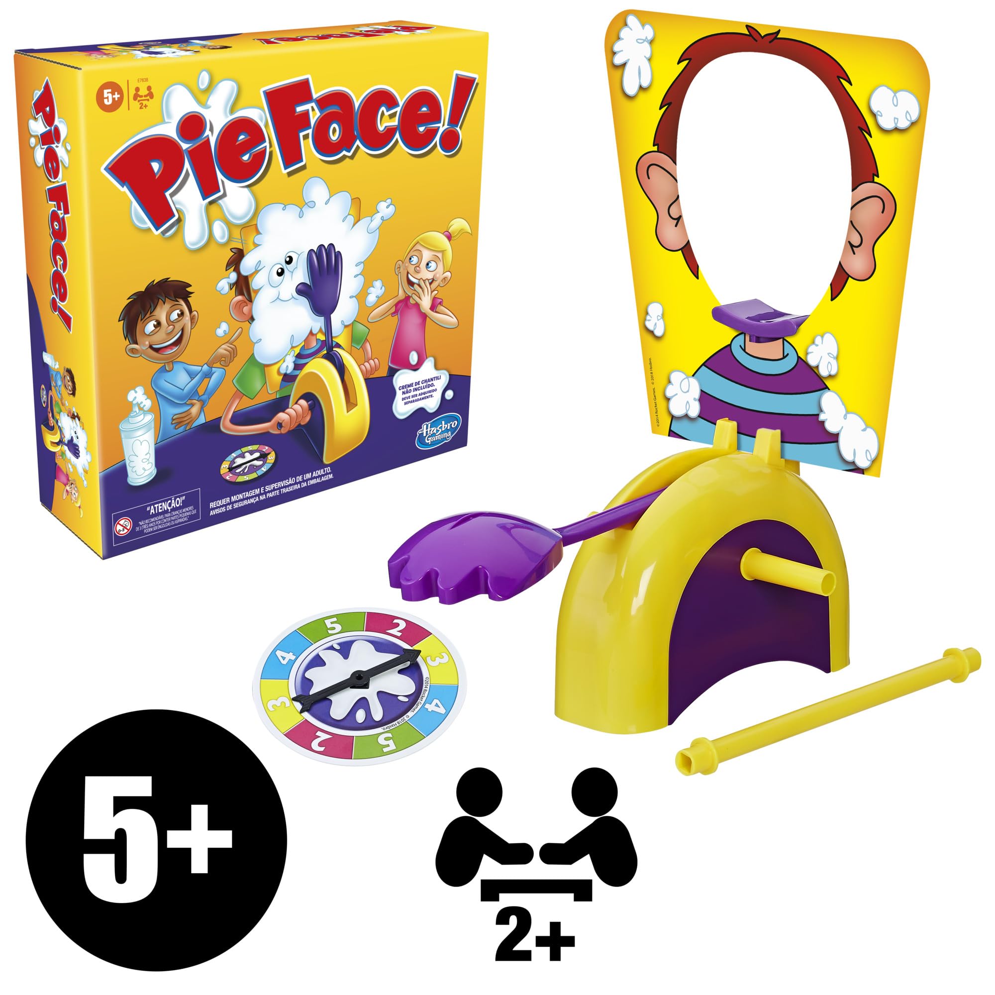 Hasbro Gaming Pie Face Game | Whipped Cream Family Board Game for Kids | Ages 5 and Up | for 2 or More Players | Funny Preschool Games | Kids Gifts