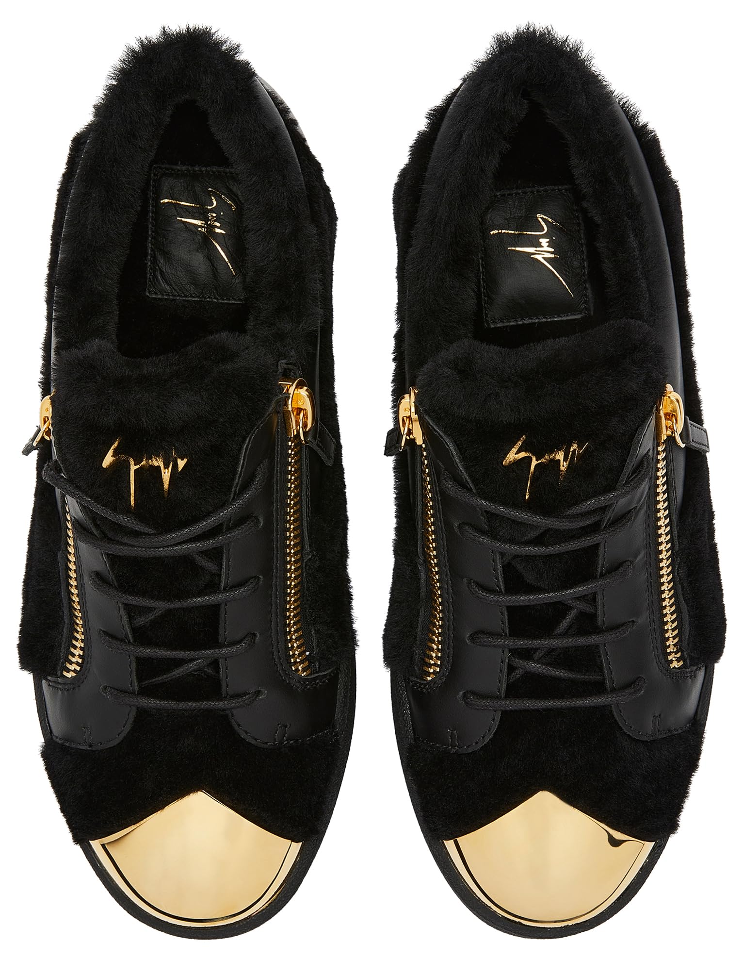 Giuseppe Zanotti, Frankie Winter Leather Low Top Sneakers, 10, Black