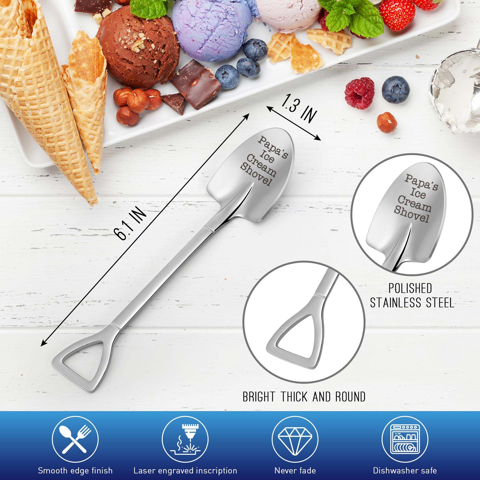 Grandpa Christmas Papa Xmas Gifts Funny Dad's Ice Cream Shovel Spoon Presents for Daddy Grandfather Pops, Dad's Birthday, Fathers Day for Dads Grandpas, from Grandkids, Grandchildren