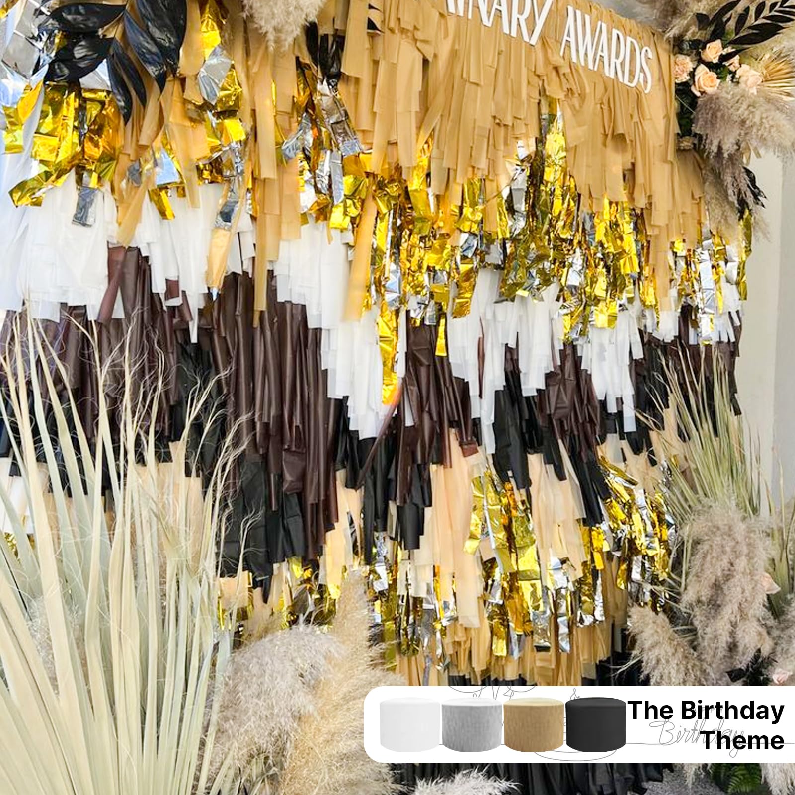 PartyWoo Gold Crepe Paper Streamers 4pcs 328ft Pack of Gold Crepe Paper for Wedding Birthday Baby Shower Engagement Anniversary New Year Eve Graduation Party Decorations(1.8 Inchx82 Ft/Roll)