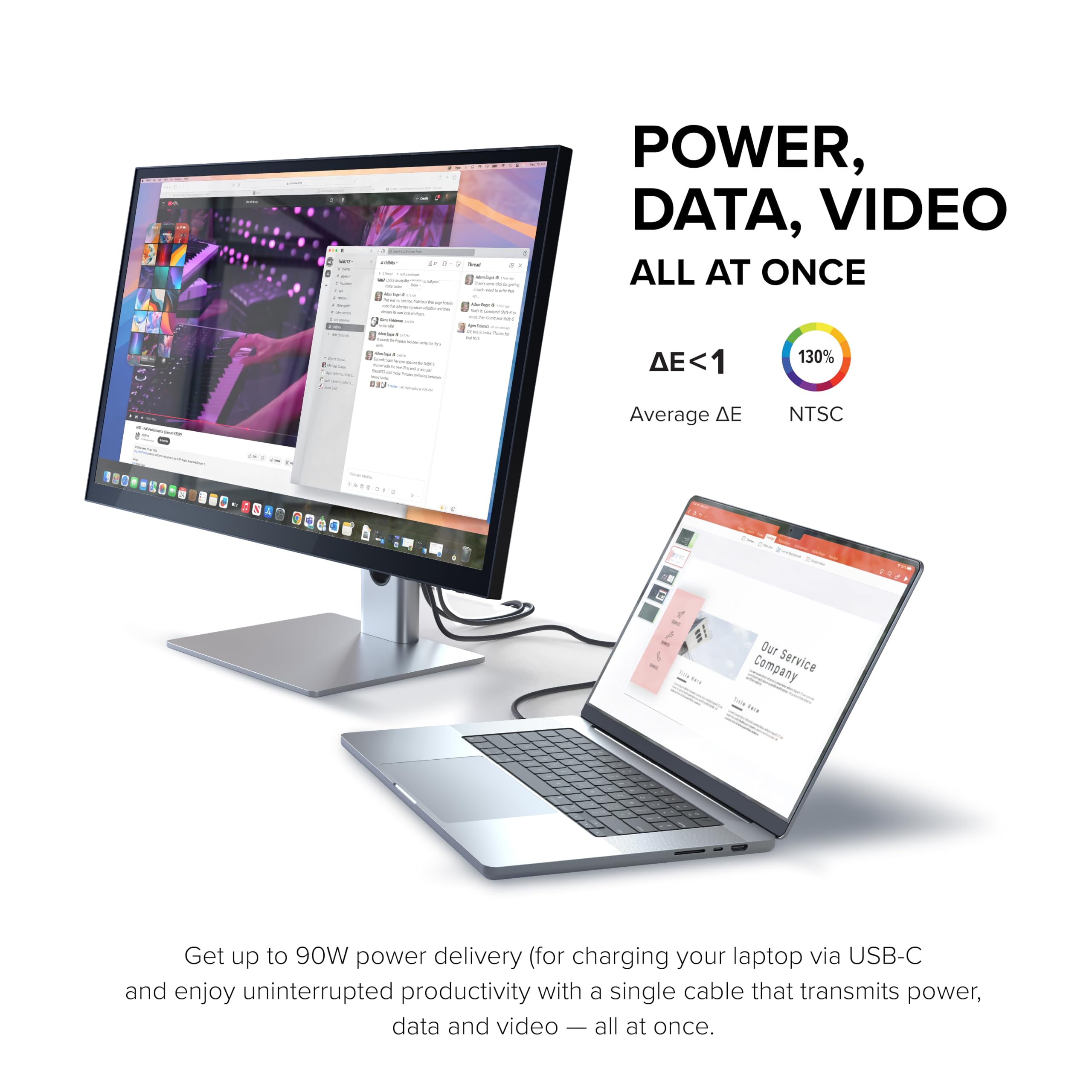ALOGIC Clarity 27” 4K UHD LCD Monitor | USB-C 90W Power Delivery | 16:9 Silver & Black | Adjustable Stand