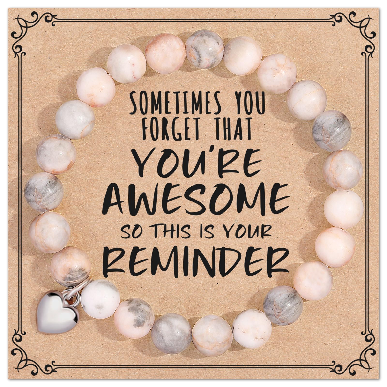 Jewelry&Card Christmas Gifts for Women Teen Girls, Sometimes You Forget You're Awesome Bracelets, Inspirational Christmas Gifts for Mom, Daughter, Sister, Best Friends on Christmas Birthday