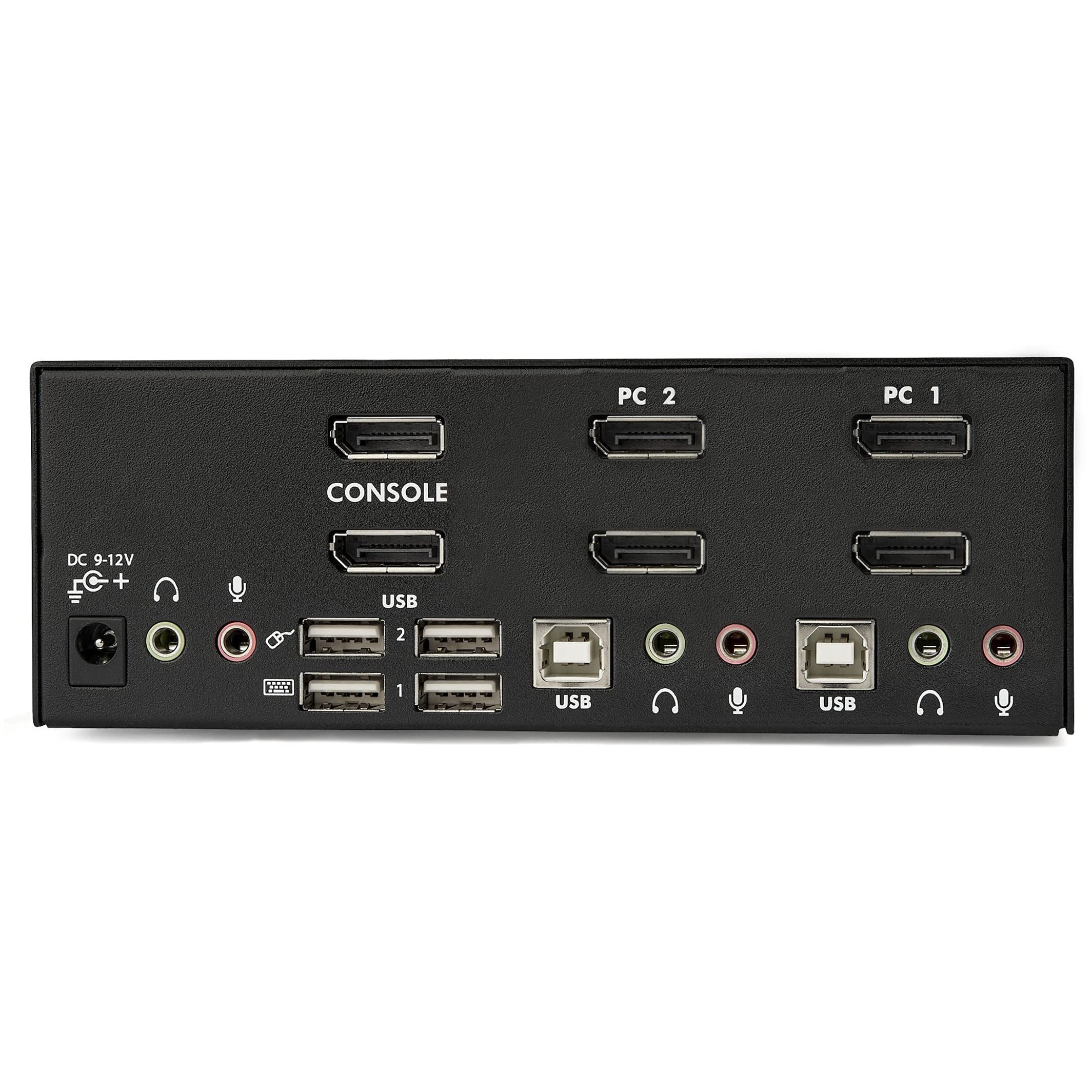 StarTech.com 2-Port DisplayPort KVM Switch - Dual-Monitor - 4K 60 - with Audio & USB Peripheral Support - DP 1.2 - USB Hub, TAA (SV231DPDDUA2)