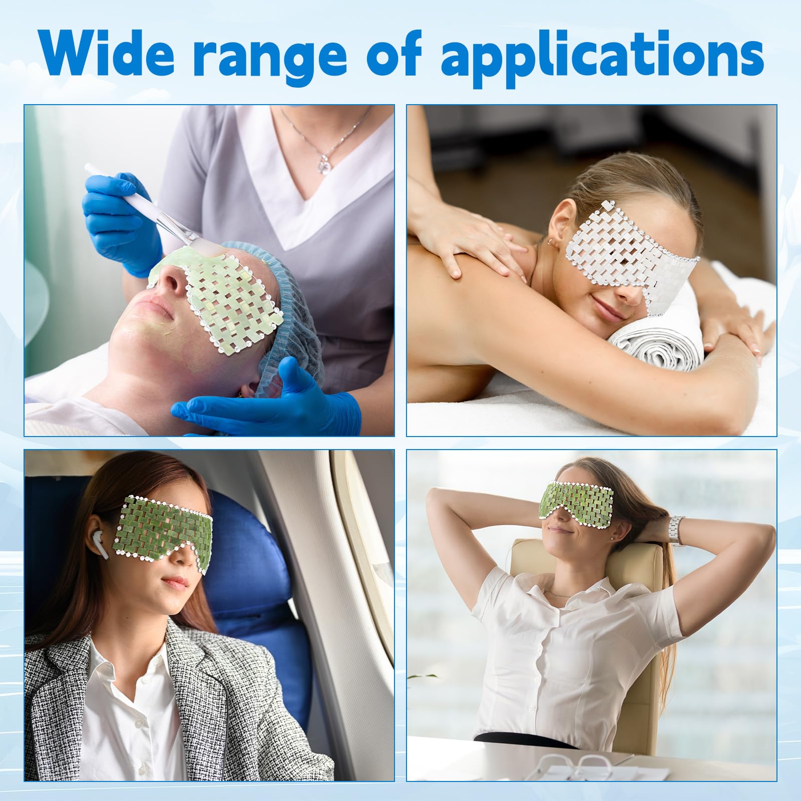 Coume 4 Pcs Jade Eye Mask Reusable Sage Green Facial Cooling Mask for Hot and Cold Anti-Aging Therapy to Reduce Wrinkles Puffiness Migraines Crystal Relief Sleeping Mask for Women Spa Treatment Gift