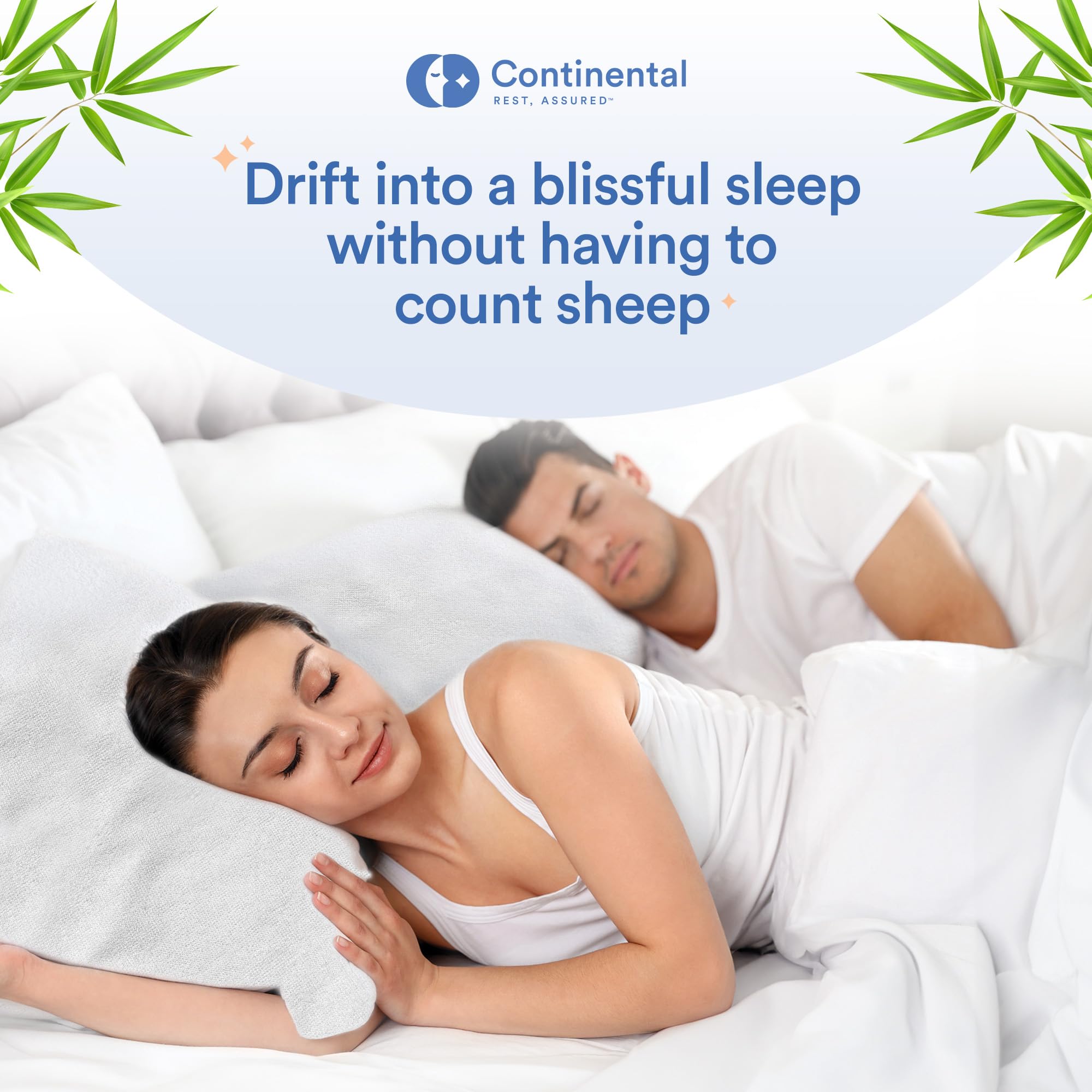 Continental Bedding Feather Proof, Waterproof and Down Proof Luxury Zippered Viscose Derived from Bamboo Pillow Protectors: Silky Smooth Comfort for Enhanced Sleep Size 20" x 20" Pack of 1