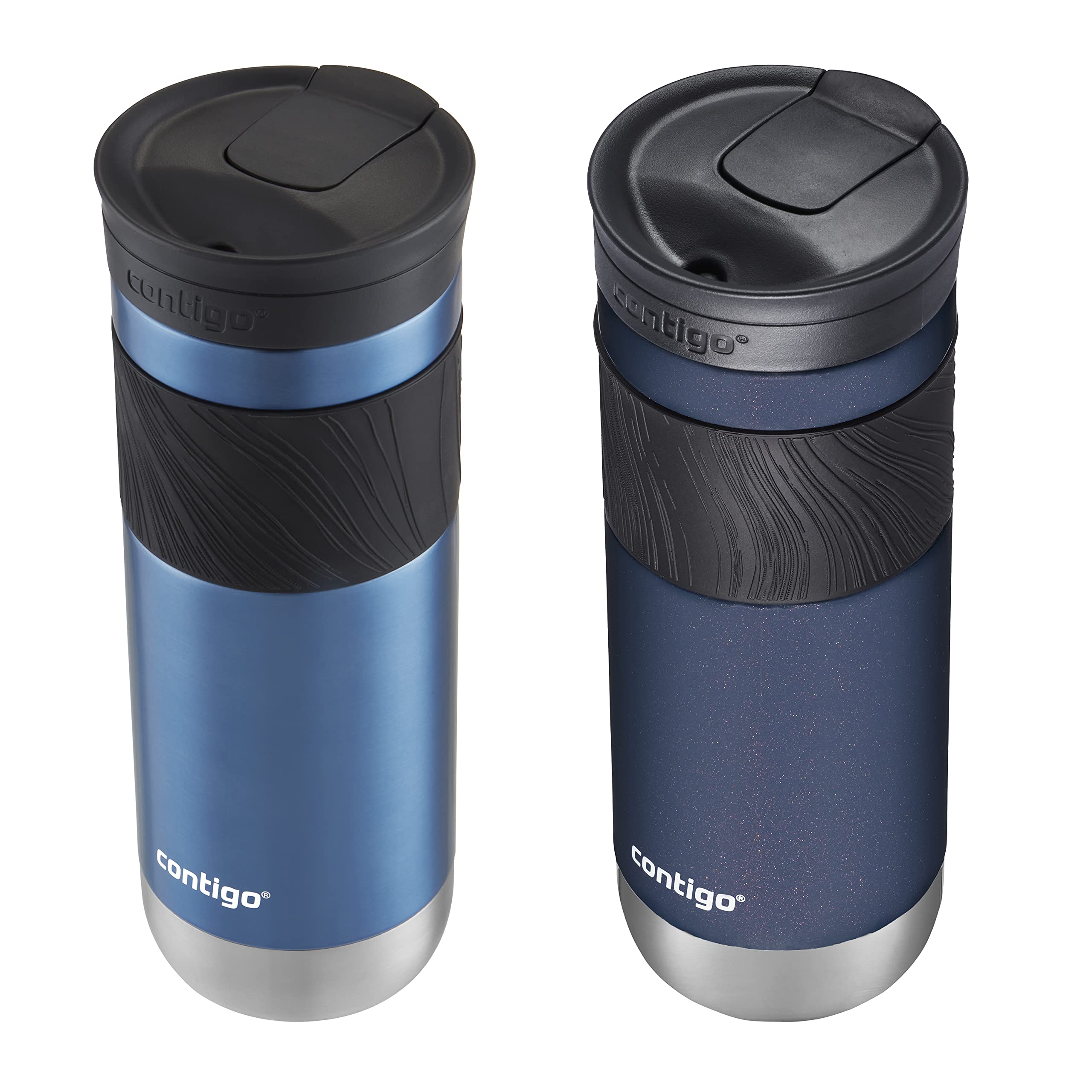 Contigo SNAPSEAL Insulated Stainless Steel Travel Mug with Grip, 20oz., Blue Corn Transparent Satin & Midnight Berry