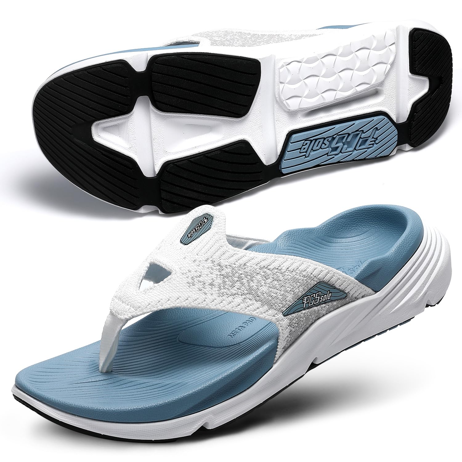 PCSsole Plantar Fasciitis Sandals for Women - High Arch Support Flip Flops with Comfort Cushion & Rubber Sole - Recovery Thong Orthotic Sandals for Foot Pain - Flat Feet - Arch Pain - Heel Pain