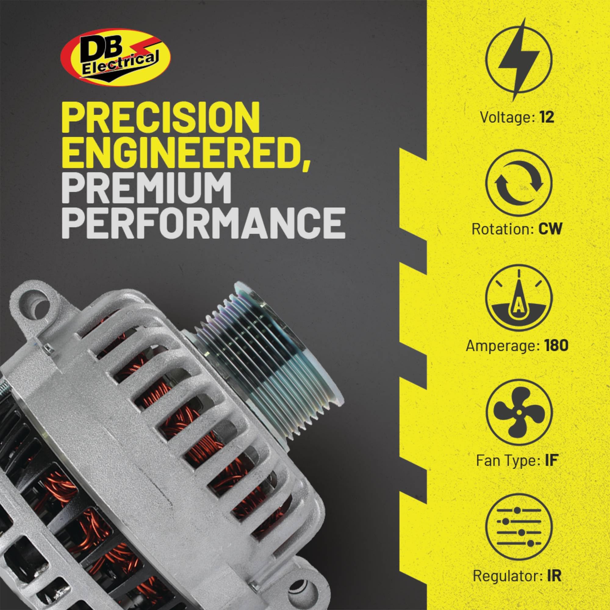 DB Electrical 400-14178 NEW ALTERNATOR Compatible with/Replacement for 6.0L 6.0 Diesel FORD F150 F250 F350 Pickup 2005 2006 2007, F450 F550 180 AMP 8478-180 5C3T-10300-BA 5C3Z-10346-BA 6C3T-10300-BA