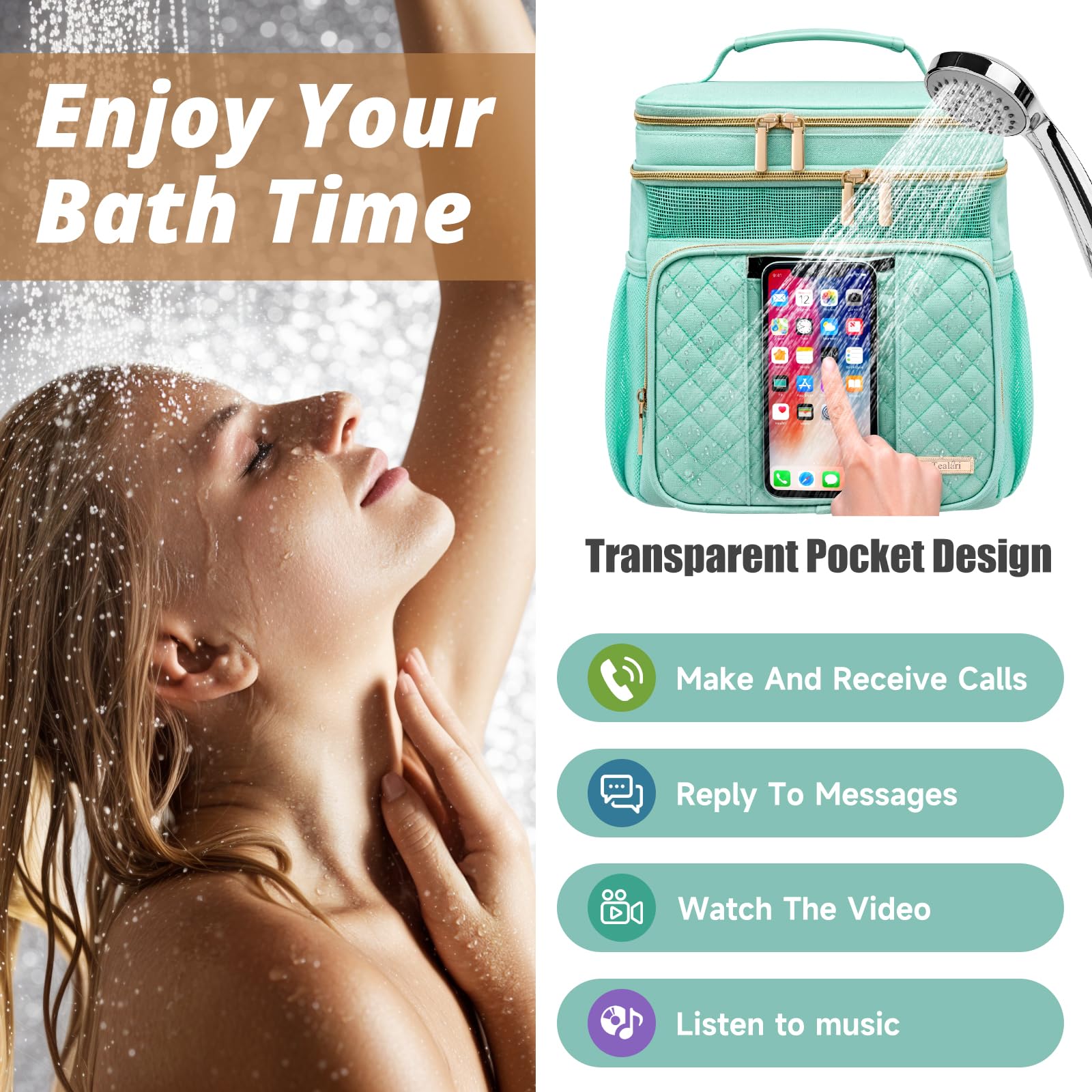 Large Toiletry Bag for Women Men,Bathroom Bag,Water Resistant Portable Shower Caddy for College Dorm,Hanging Toiletry Bags for Traveling,Gym Camping Cruise Ship Travel Essentials Shower Bag