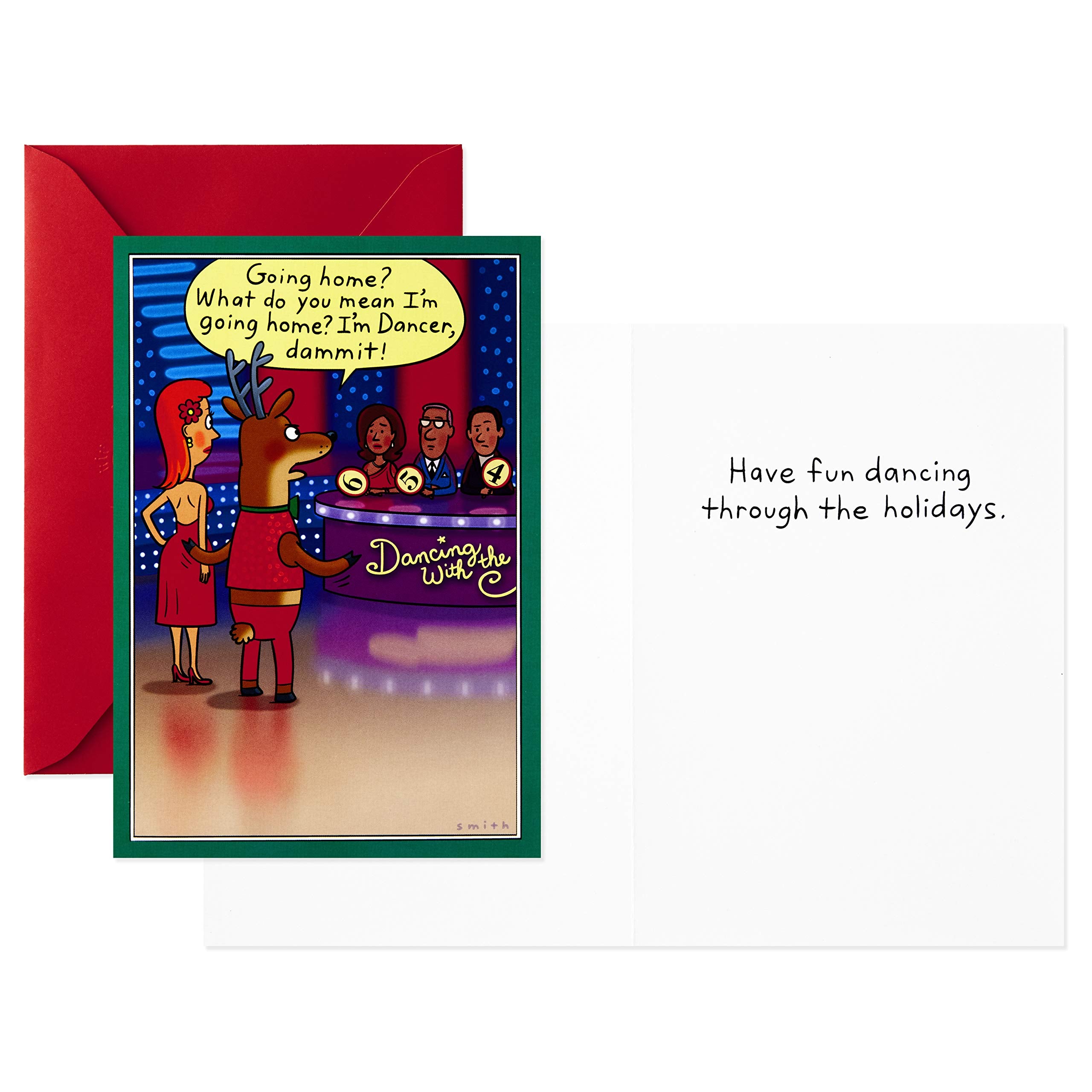 Hallmark Shoebox Funny Christmas Boxed Cards Assortment, Cartoons (4 Designs, 24 Christmas Cards with Envelopes)