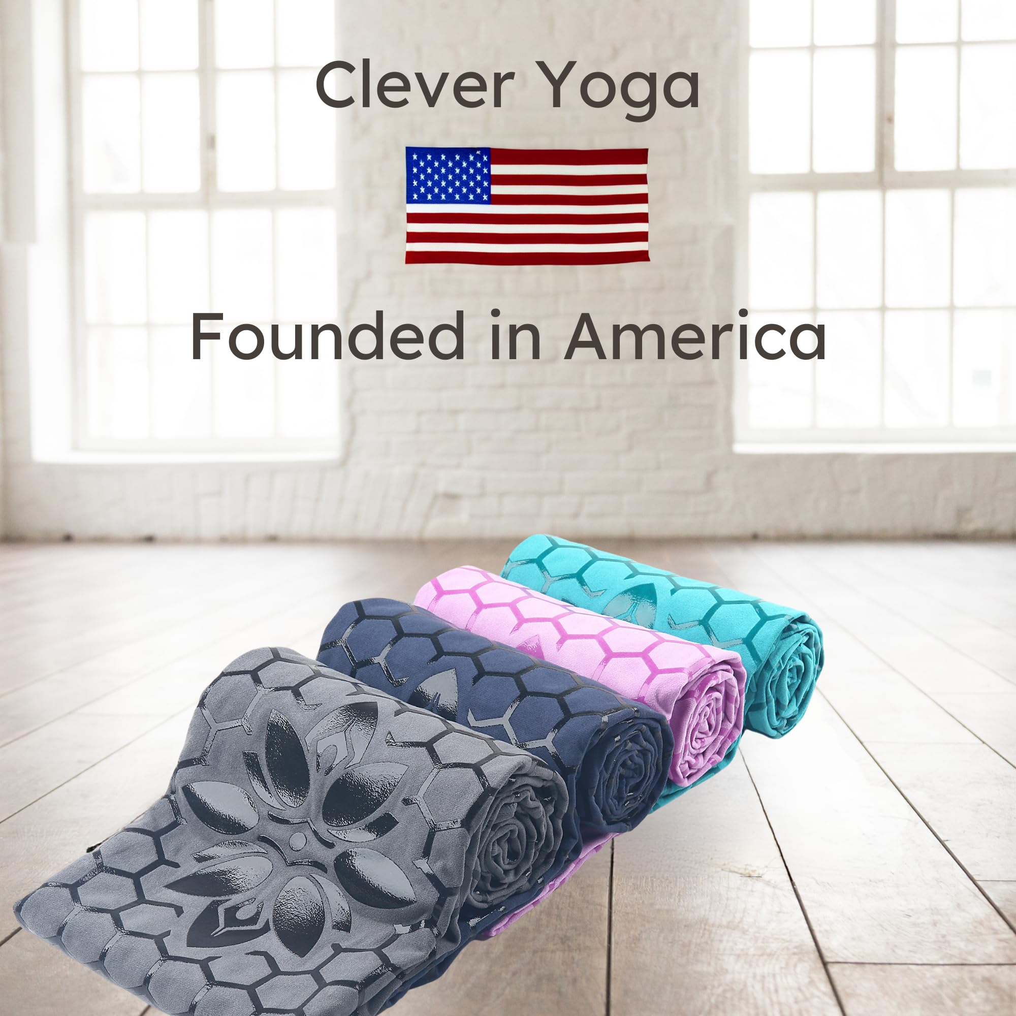 Clever Yoga - Yoga Towel Mat, Sweat Absorbent Suede Hot Yoga Mat Towel, Hot Yoga Towel with Honeycomb Design for Hot Yoga, Non-Slip Yoga Mat for Hot Pilates, Hot Yoga Towels for Women - Blue