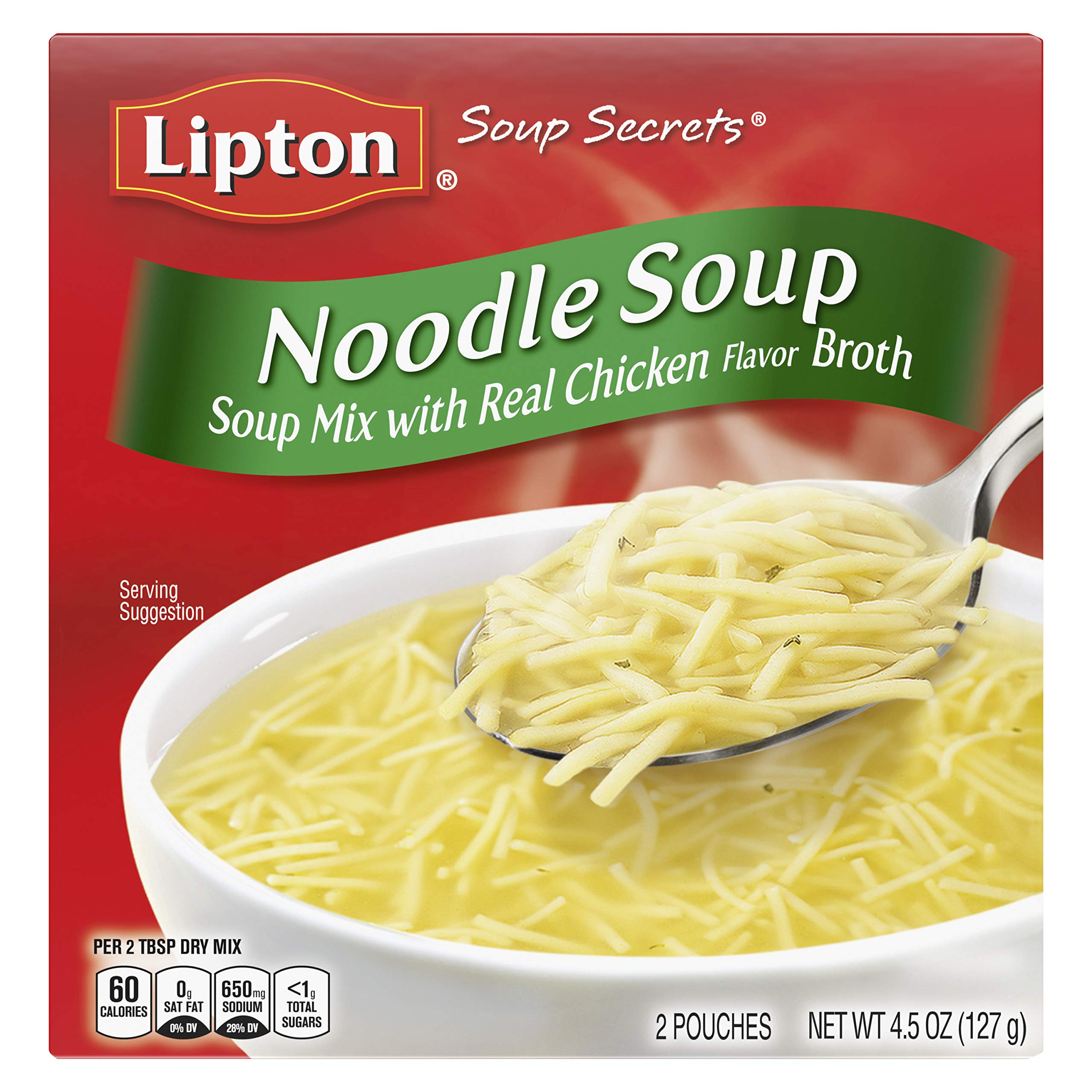 SOUP SECRETS Lipton Instant Soup Mix For a Warm Bowl of Soup Noodle Soup Made With Real Chicken Broth Flavor 4.5 oz, Pack of 12