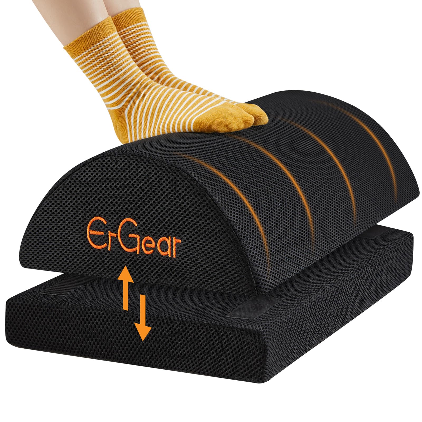 ErGear Foot Rest for Under Desk at Work with 2 Height Options, Under Desk Footrest with Ergonomic Memory Foam, Desk Foot Stool with Washable Cover for Body Pressure Points Balance,at Home, Office